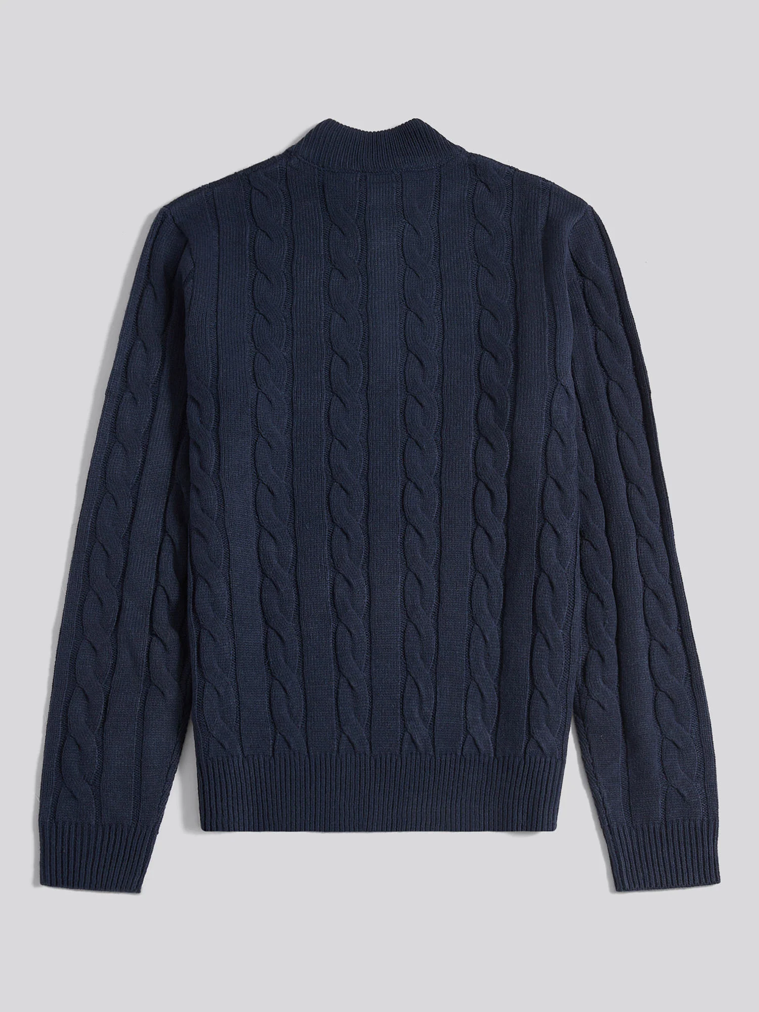 Mens Cable Knit Funnel in Dark Sapphire Navy - Image 7