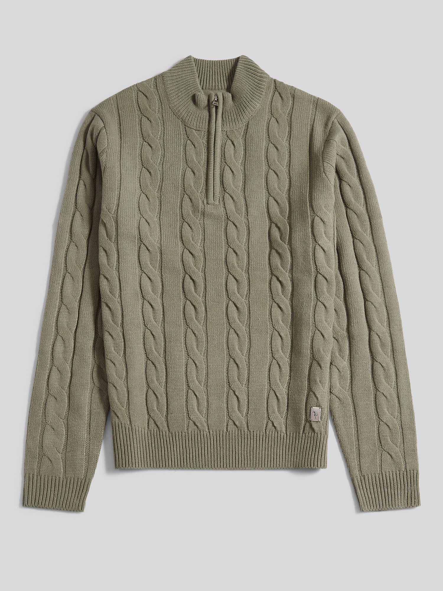Mens Cable Knit Funnel in Mulled Basil - Image 5
