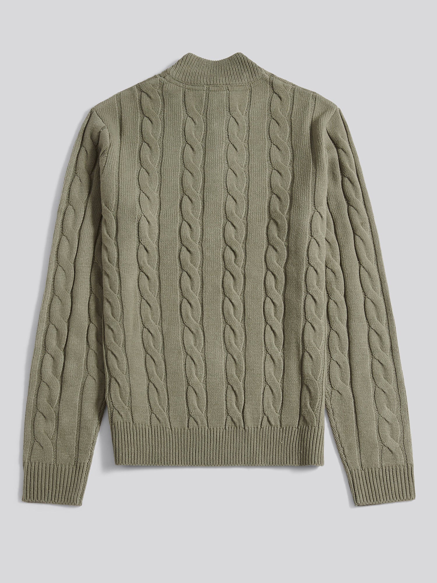 Mens Cable Knit Funnel in Mulled Basil - Image 6