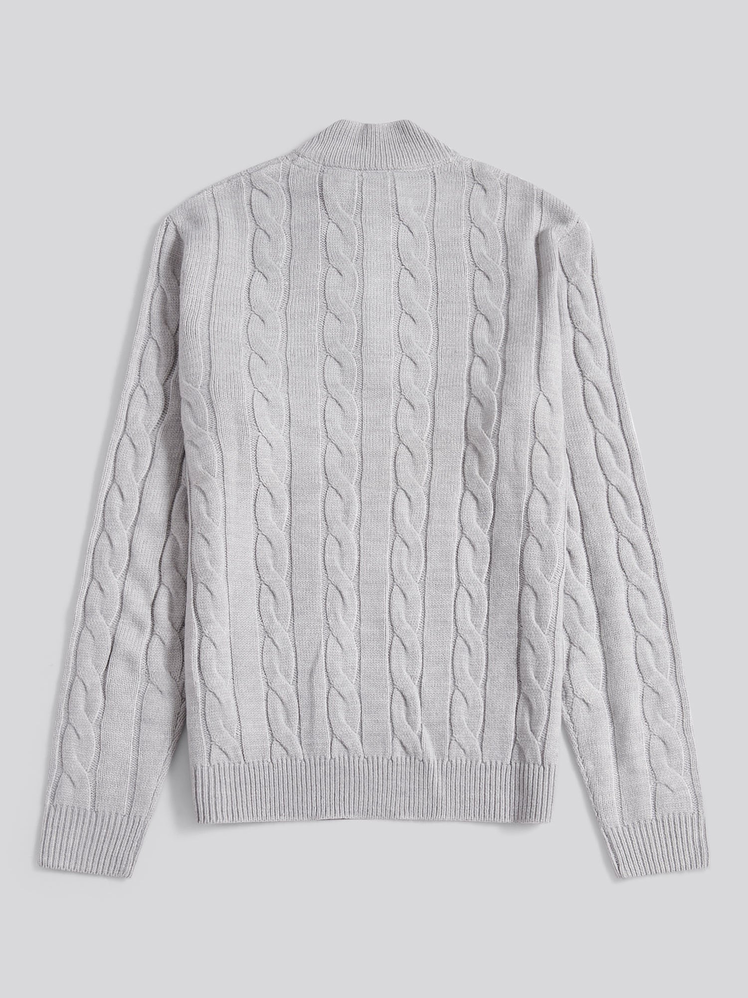Mens Cable Knit Funnel in Vintage Grey Heather - Image 6