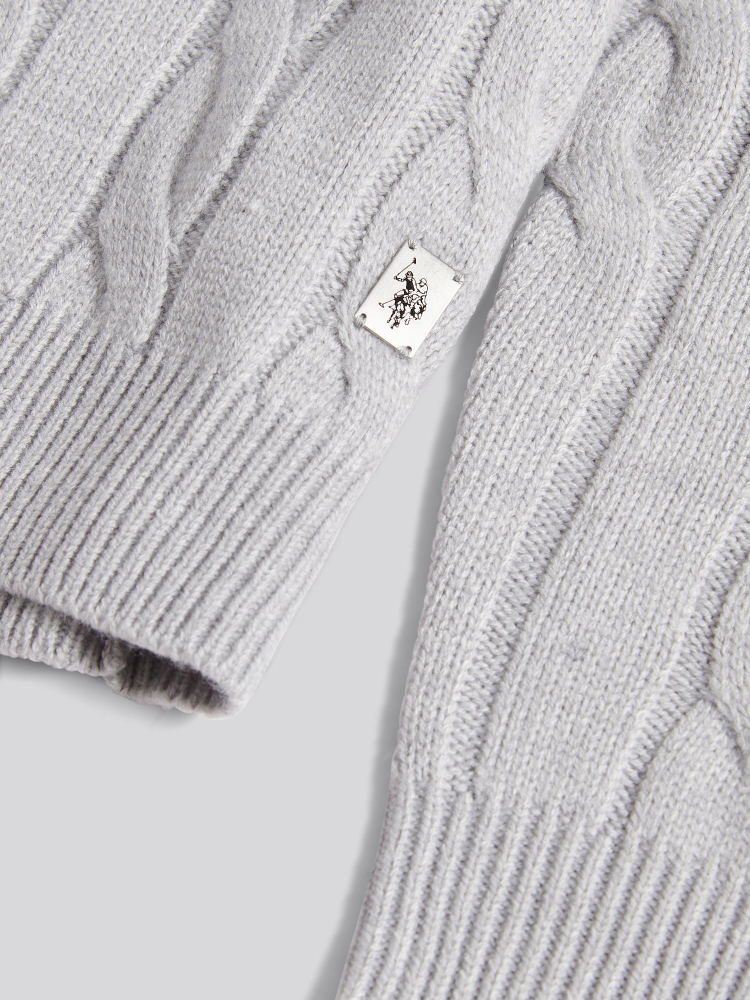 Mens Cable Knit Funnel in Vintage Grey Heather - Image 7