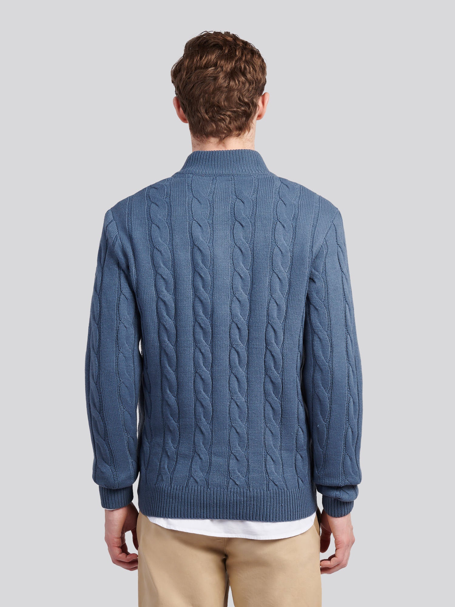 Mens Cable Knit Funnel in Vintage Indigo - Image 4