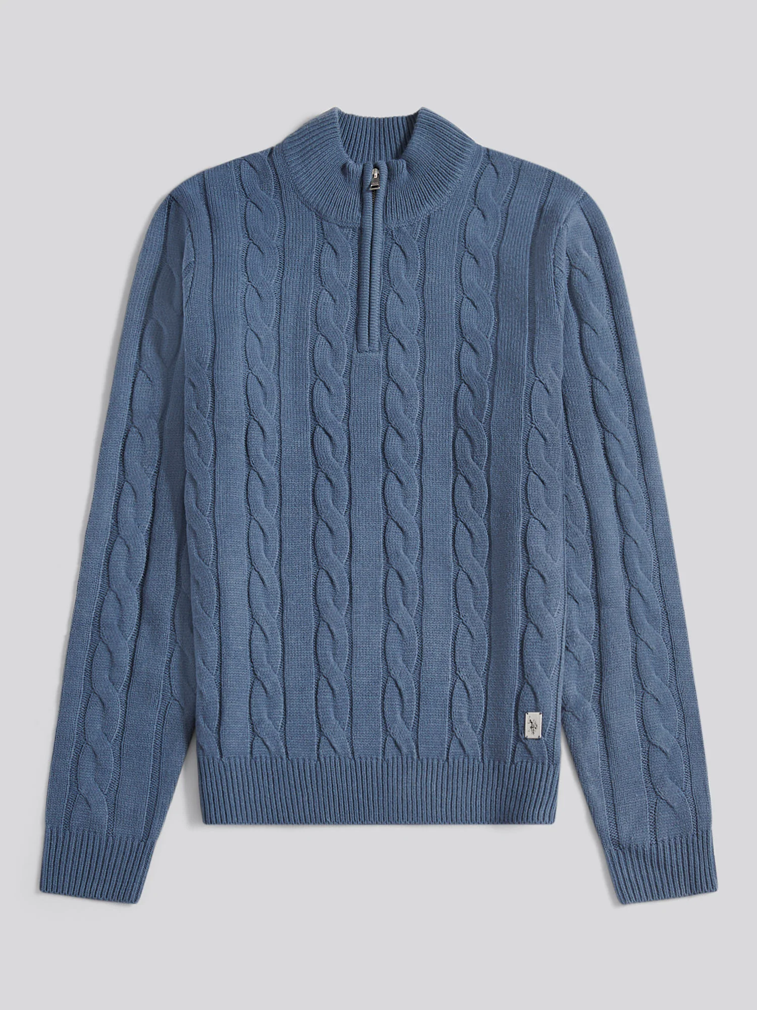 Mens Cable Knit Funnel in Vintage Indigo - Image 5