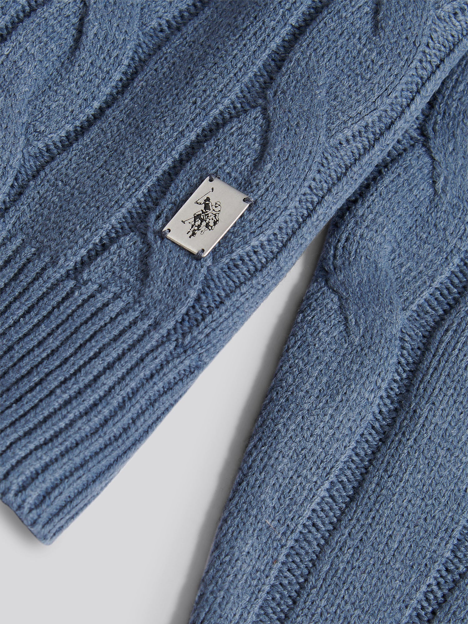 Mens Cable Knit Funnel in Vintage Indigo - Image 7
