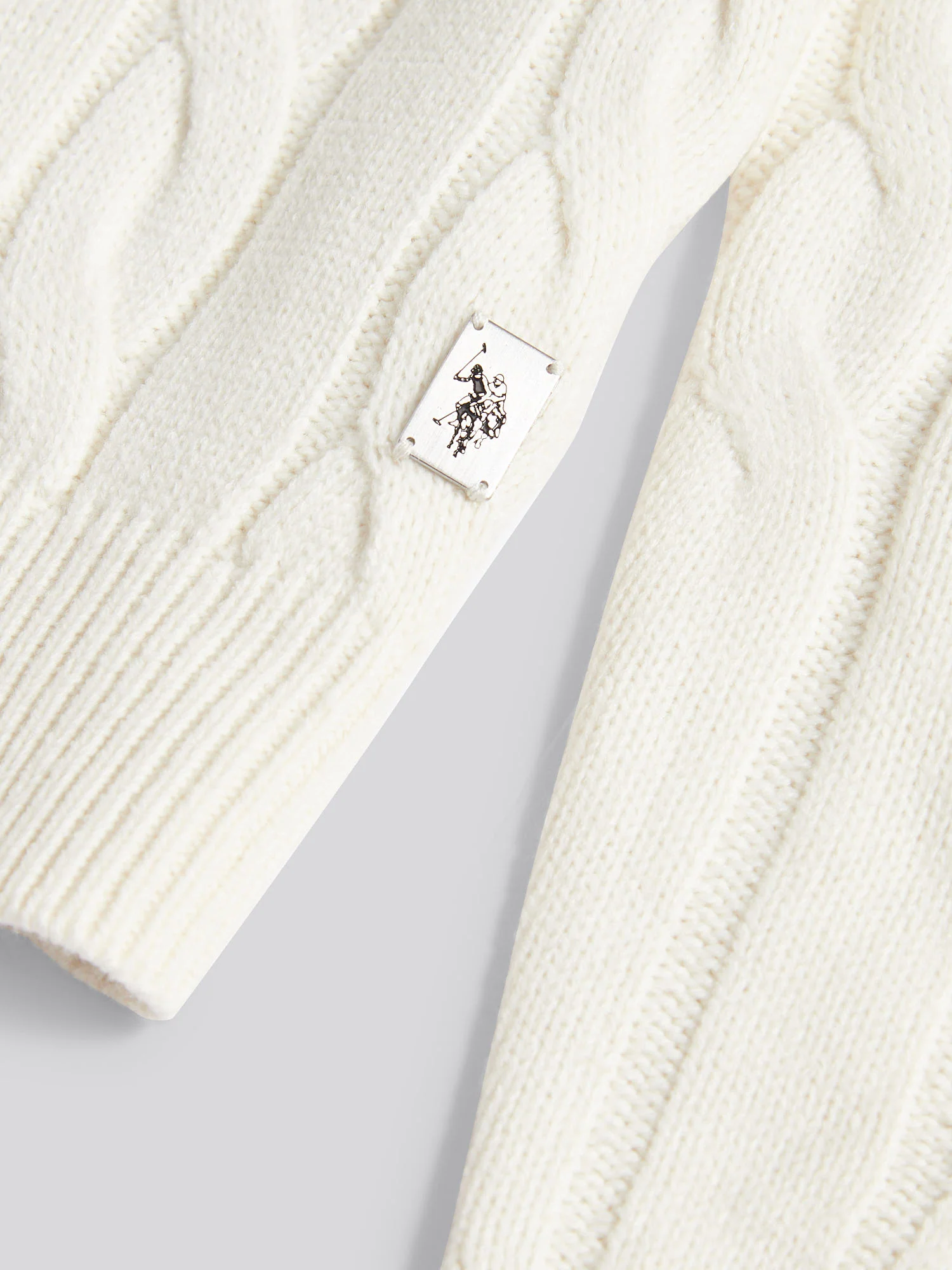 Mens Cable Knit Funnel in Whisper White - Image 7
