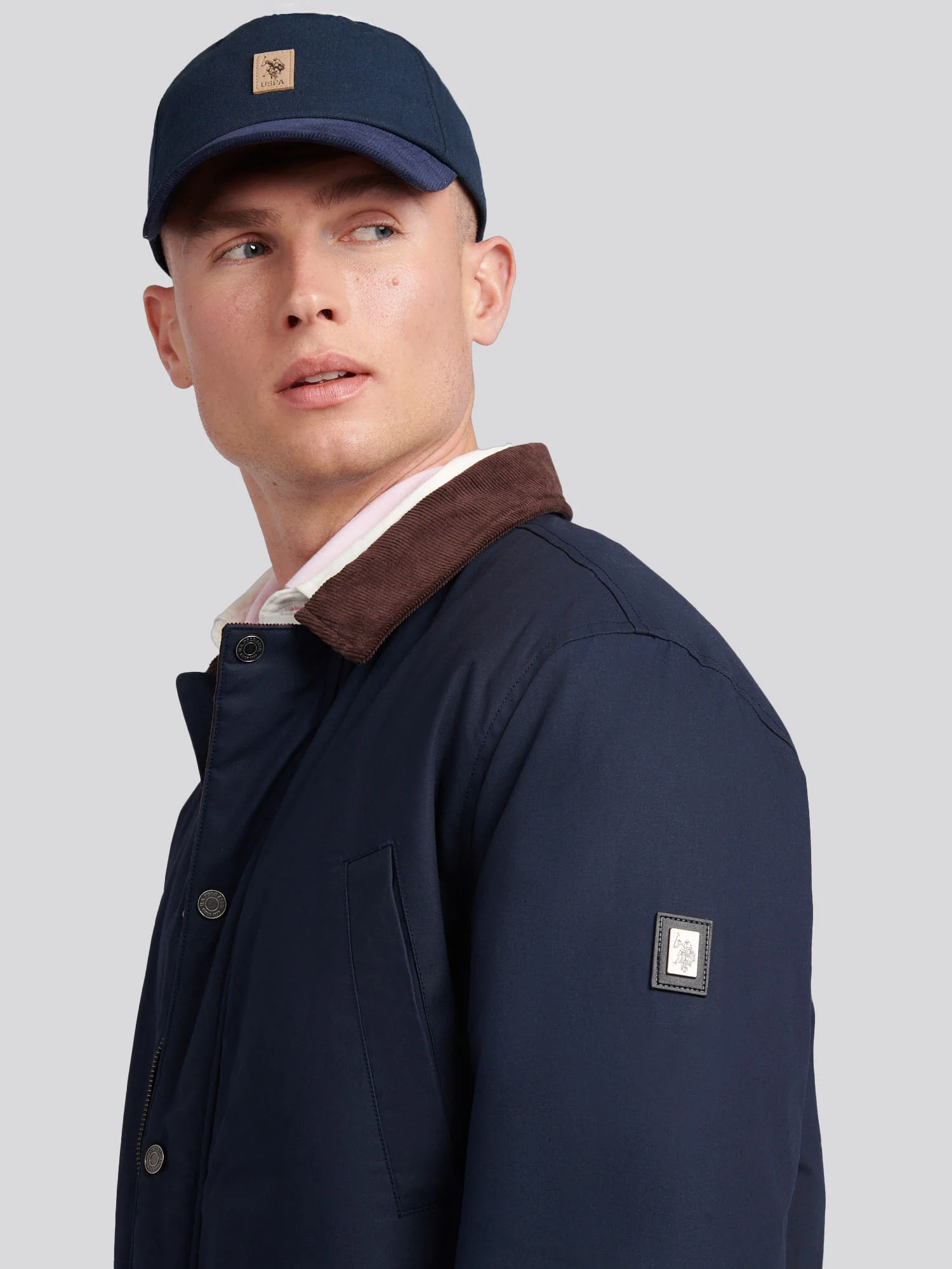 Mens Canvas Country Collared Jacket in Dark Sapphire Navy - Image 3
