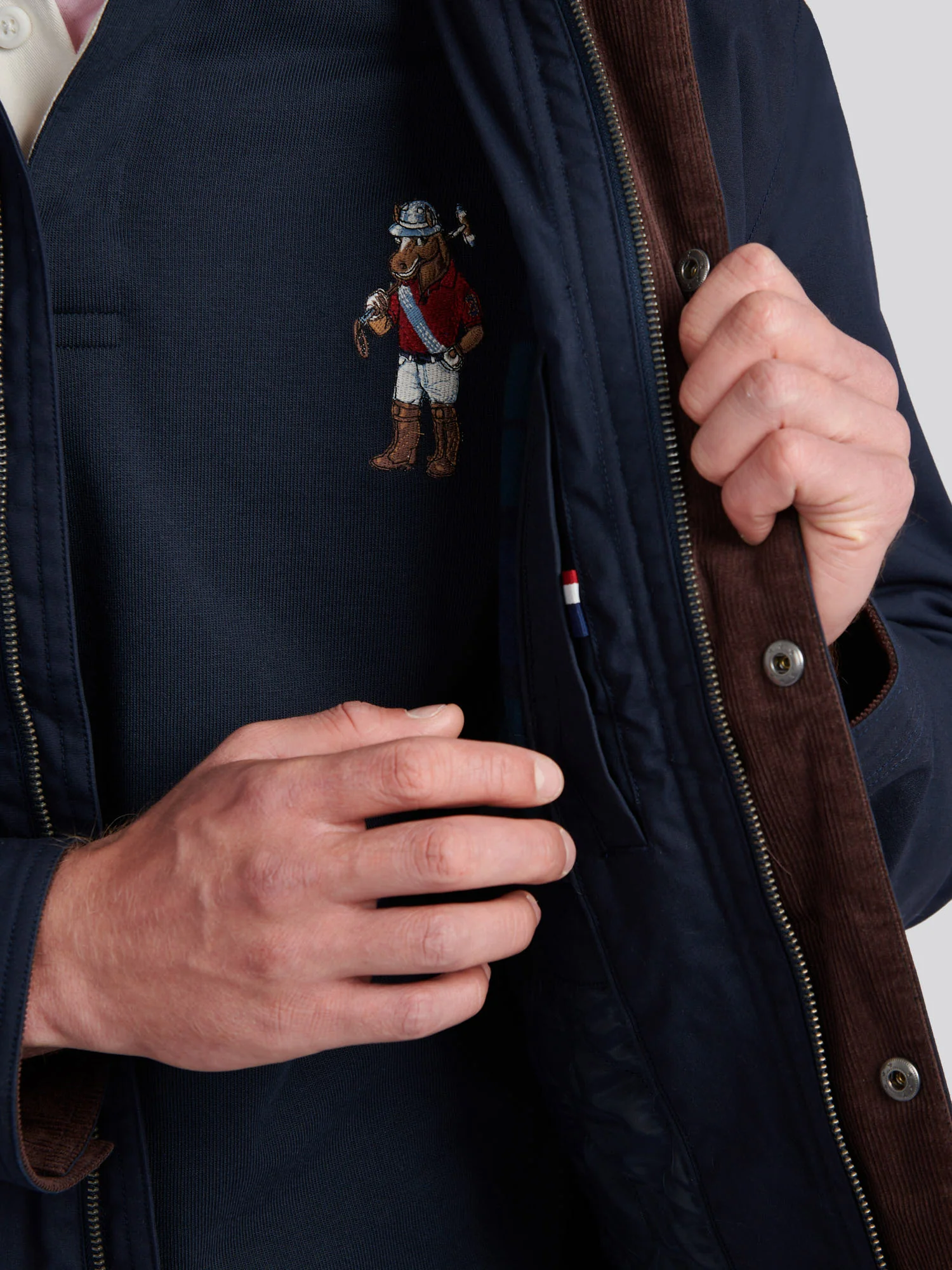 Mens Canvas Country Collared Jacket in Dark Sapphire Navy - Image 6