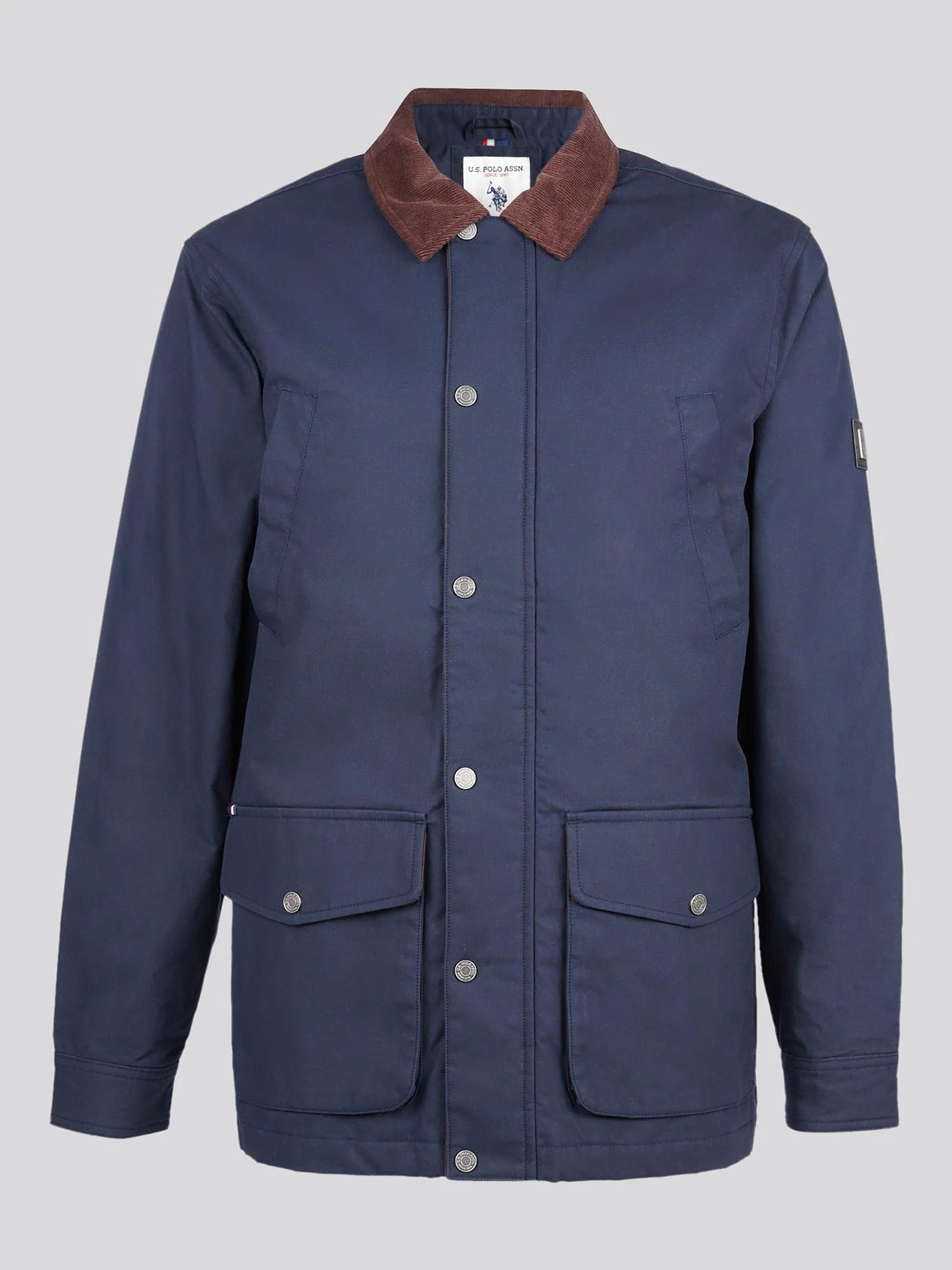 Mens Canvas Country Collared Jacket in Dark Sapphire Navy - Image 7