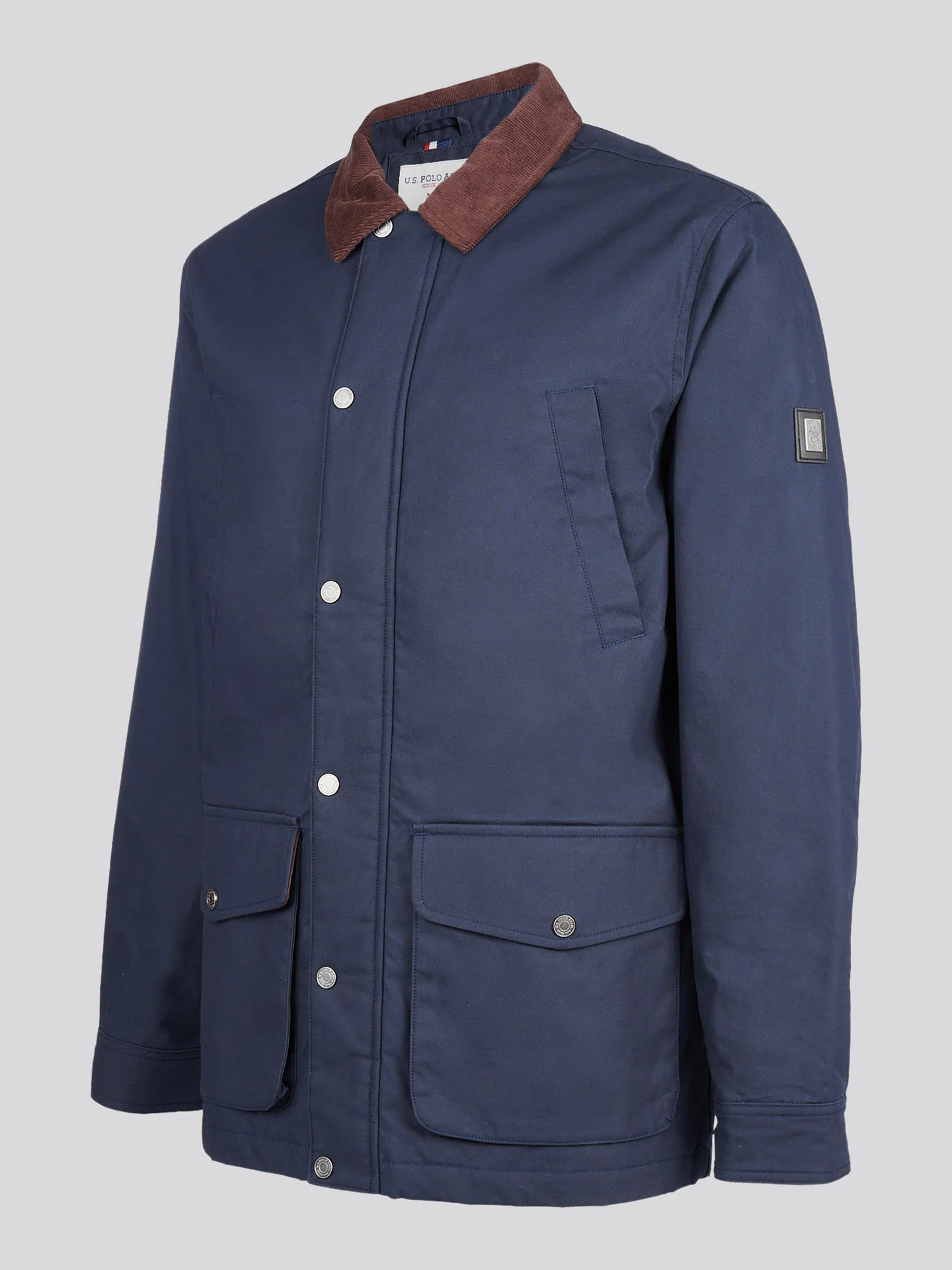 Mens Canvas Country Collared Jacket in Dark Sapphire Navy - Image 8