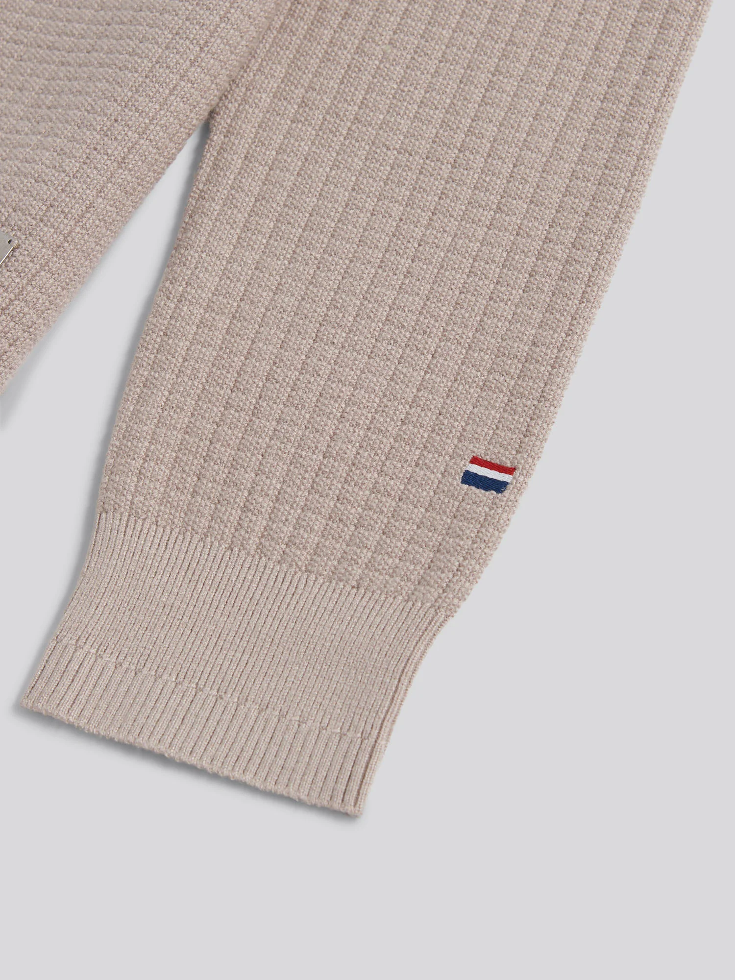 Mens Check Texture Button Thru Long Sleeve Polo Shirt in Atmosphere - Image 7