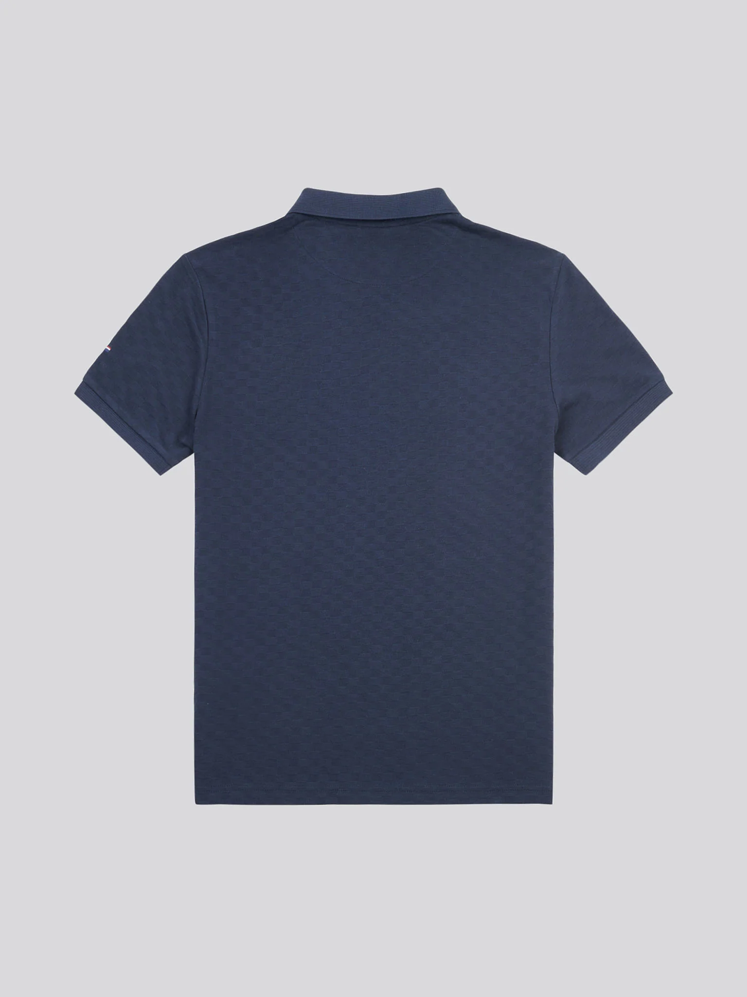 Mens Check Texture Polo Shirt in Dark Sapphire Navy / Haute Red DHM - Image 6