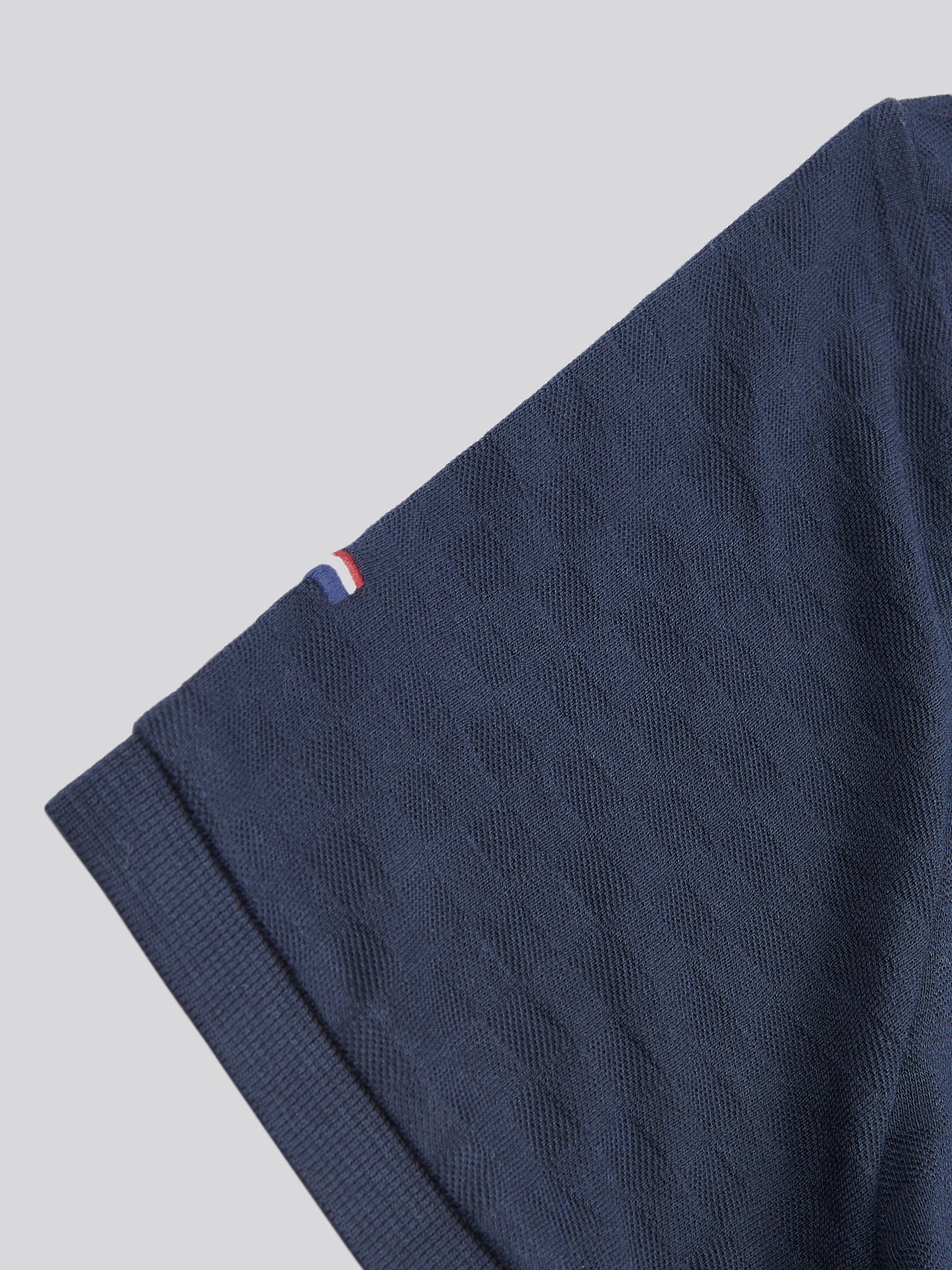 Mens Check Texture Polo Shirt in Dark Sapphire Navy / Haute Red DHM - Image 8