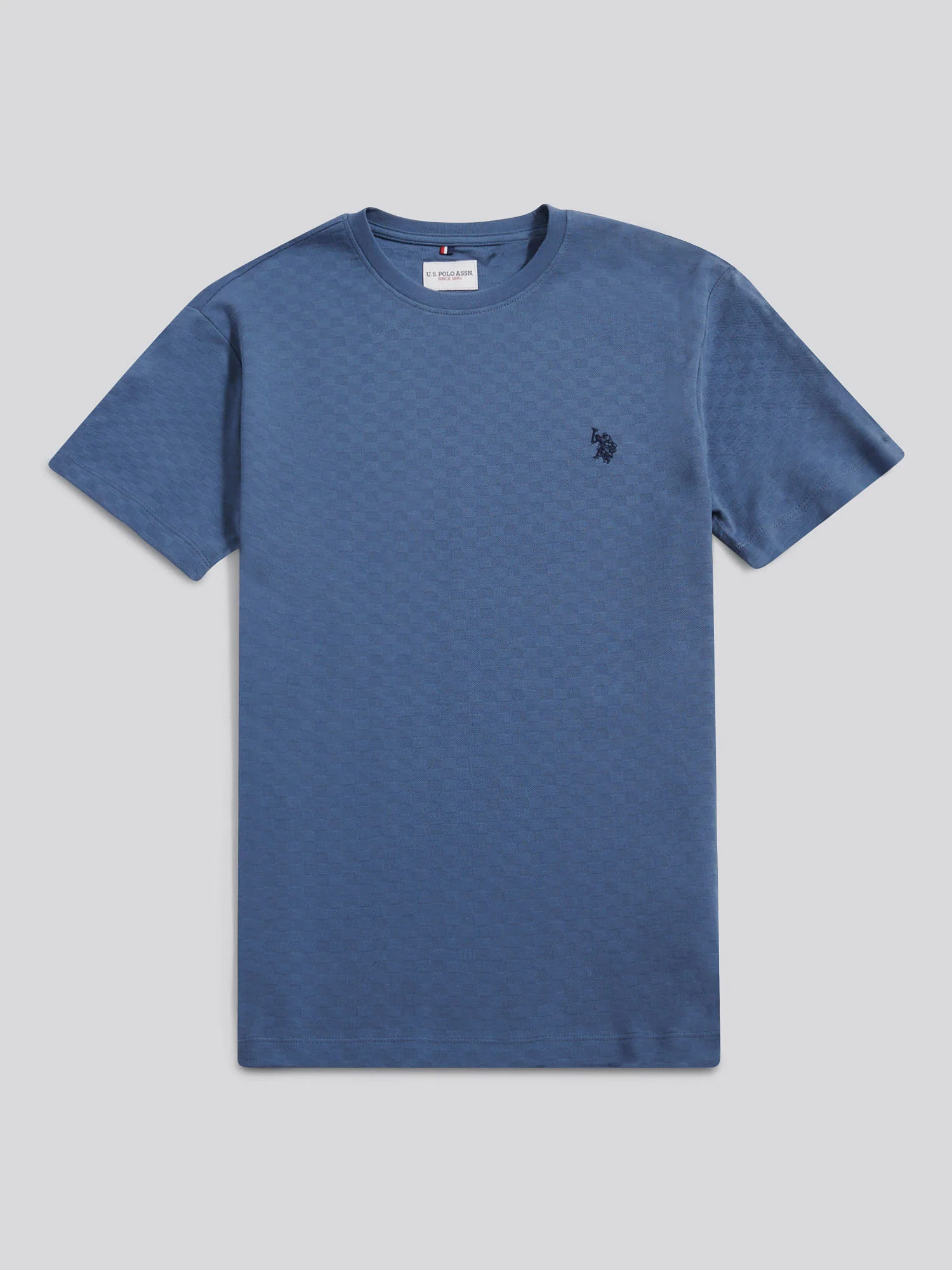 Mens Check Texture T-Shirt in Vintage Indigo - Image 5