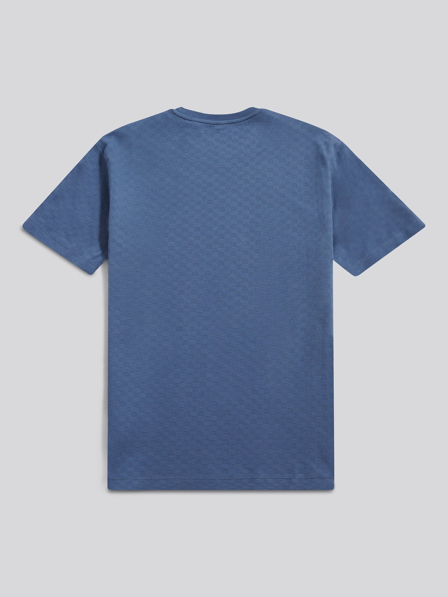 Mens Check Texture T-Shirt in Vintage Indigo - Image 6