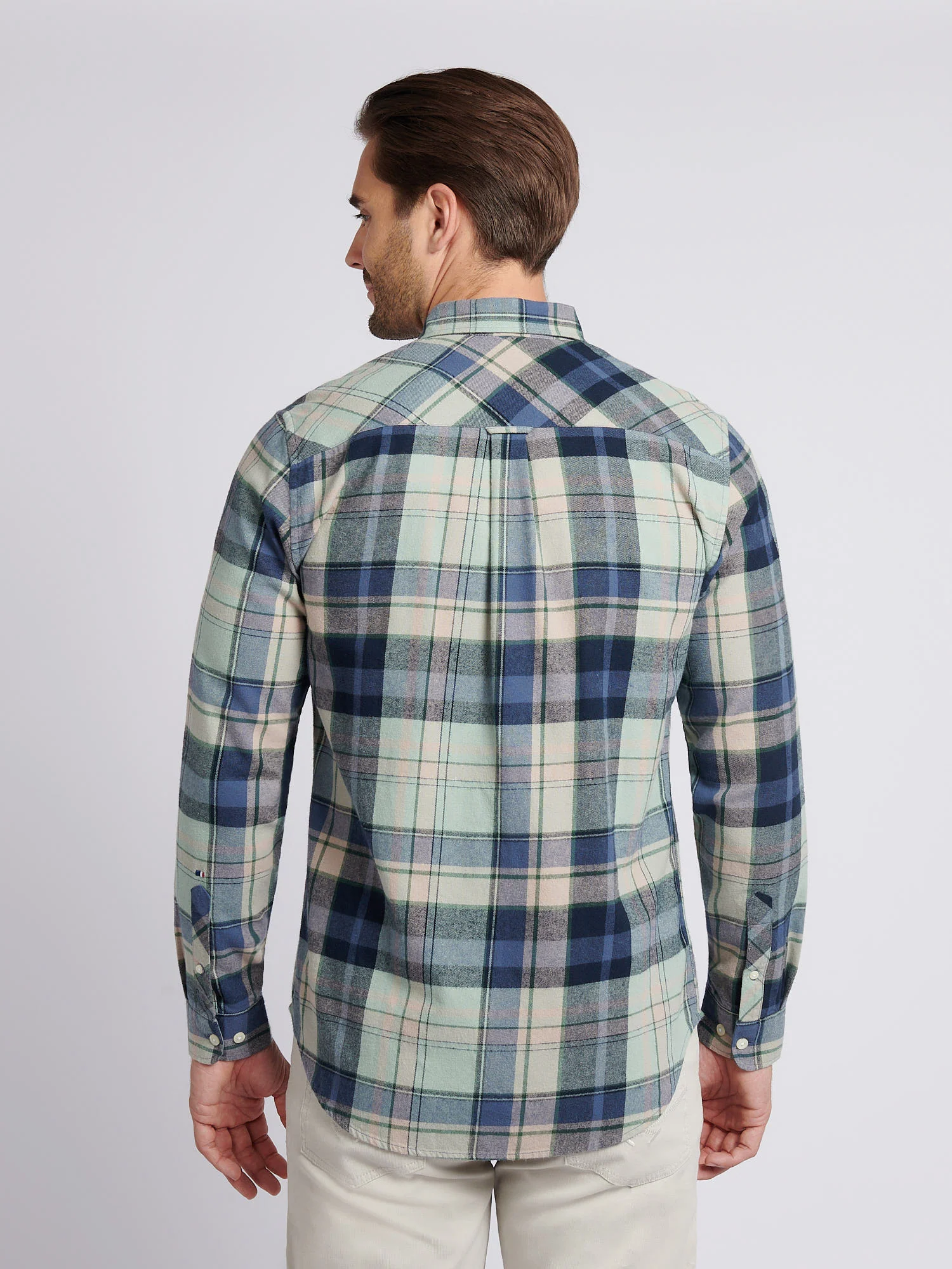 Mens Checked Buttondown Shirt in Vintage Indigo - Image 4