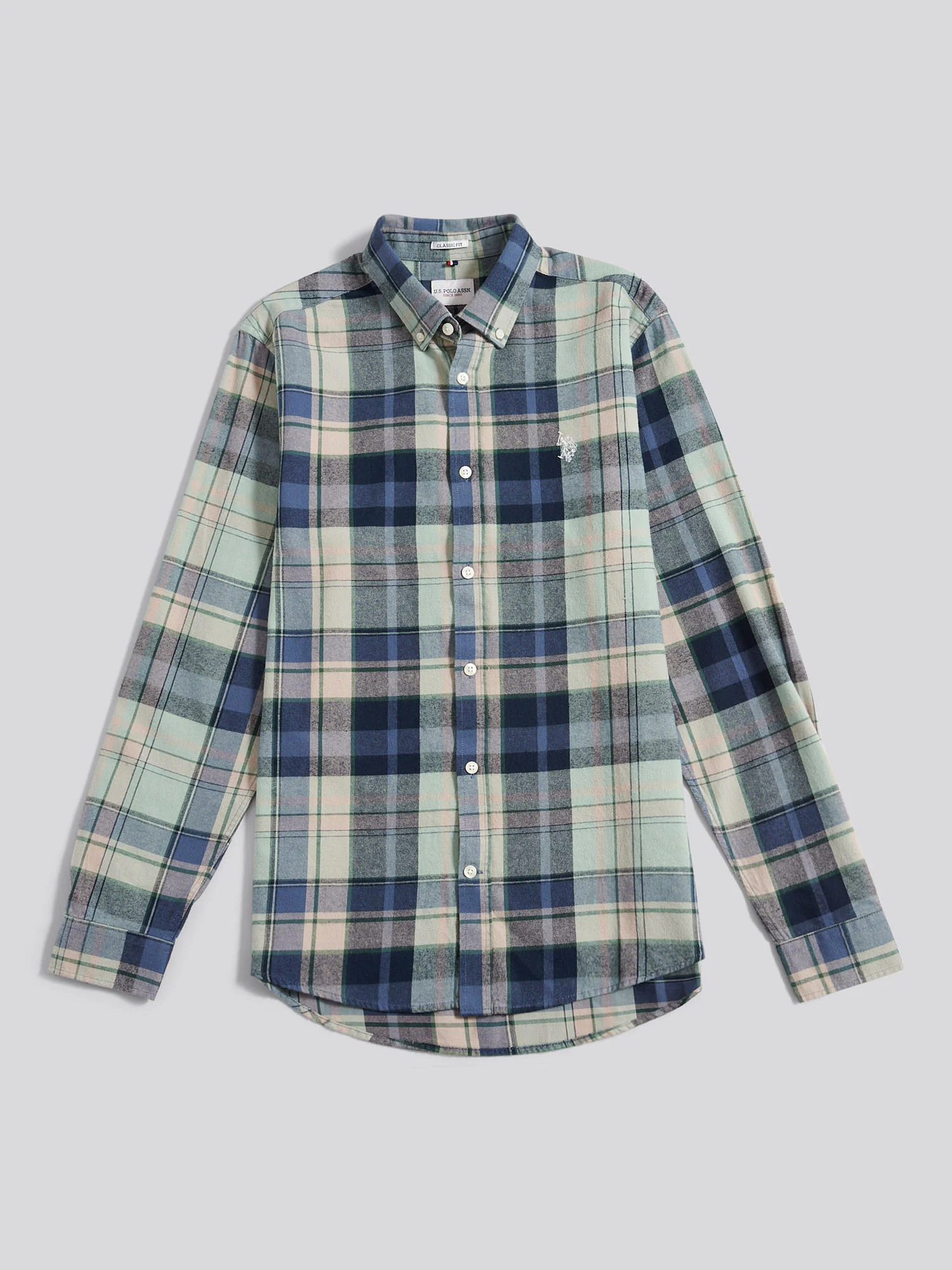 Mens Checked Buttondown Shirt in Vintage Indigo - Image 6