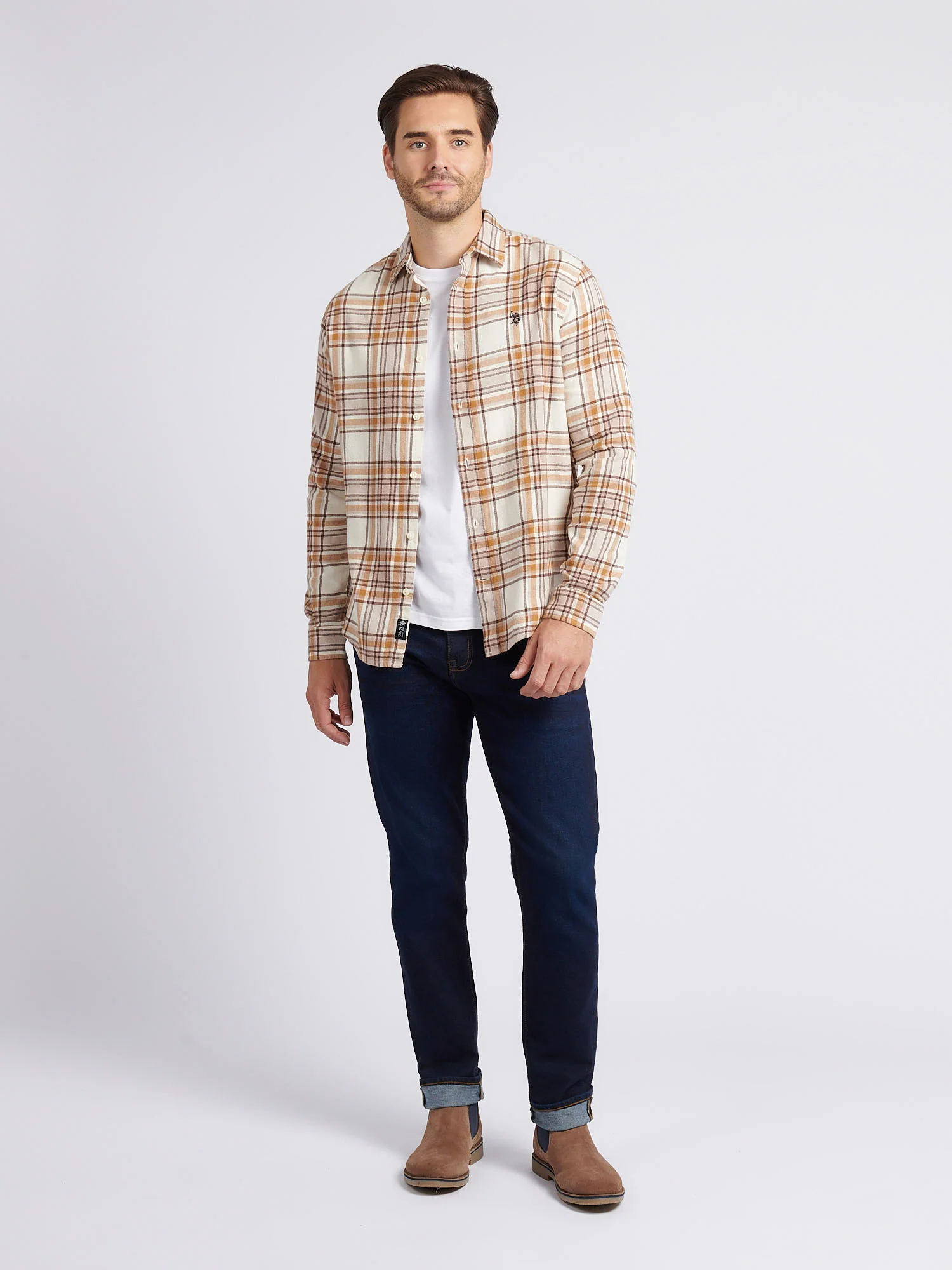 Mens Checked  Shirt in Atmosphere - Image 3