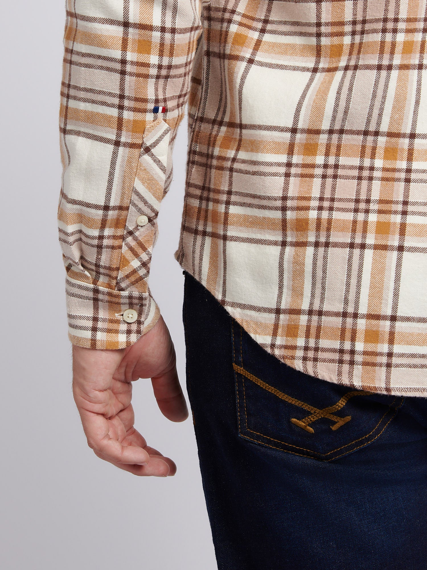 Mens Checked  Shirt in Atmosphere - Image 6