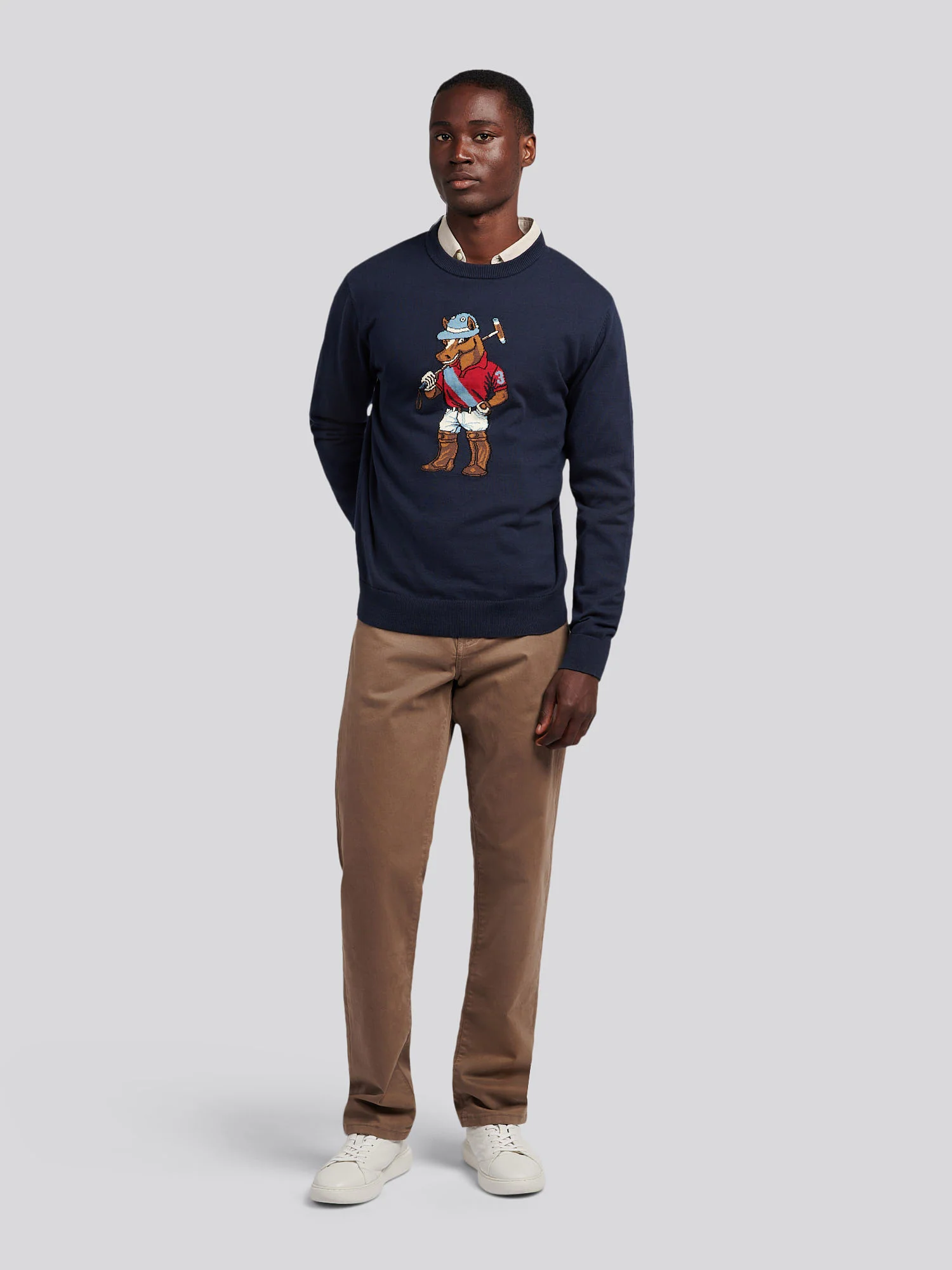 Mens Chuck Knit Crew in Dark Sapphire Navy - Image 5