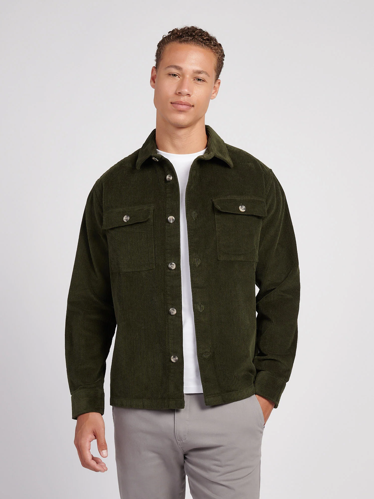 U.S. Polo Assn. Mens Textured Cord Overshirt Forest Night - Image 2