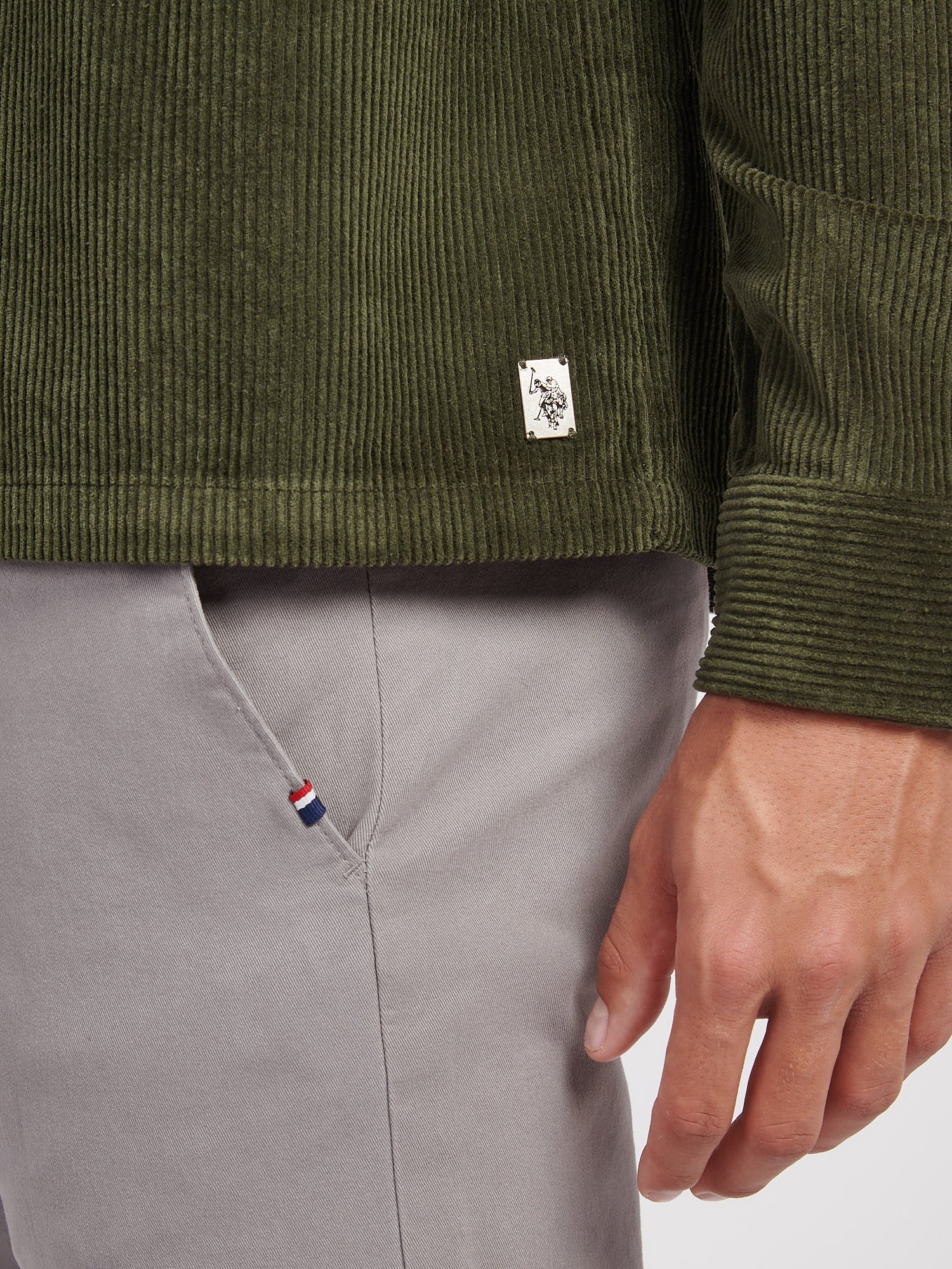 U.S. Polo Assn. Mens Textured Cord Overshirt Forest Night - Image 3