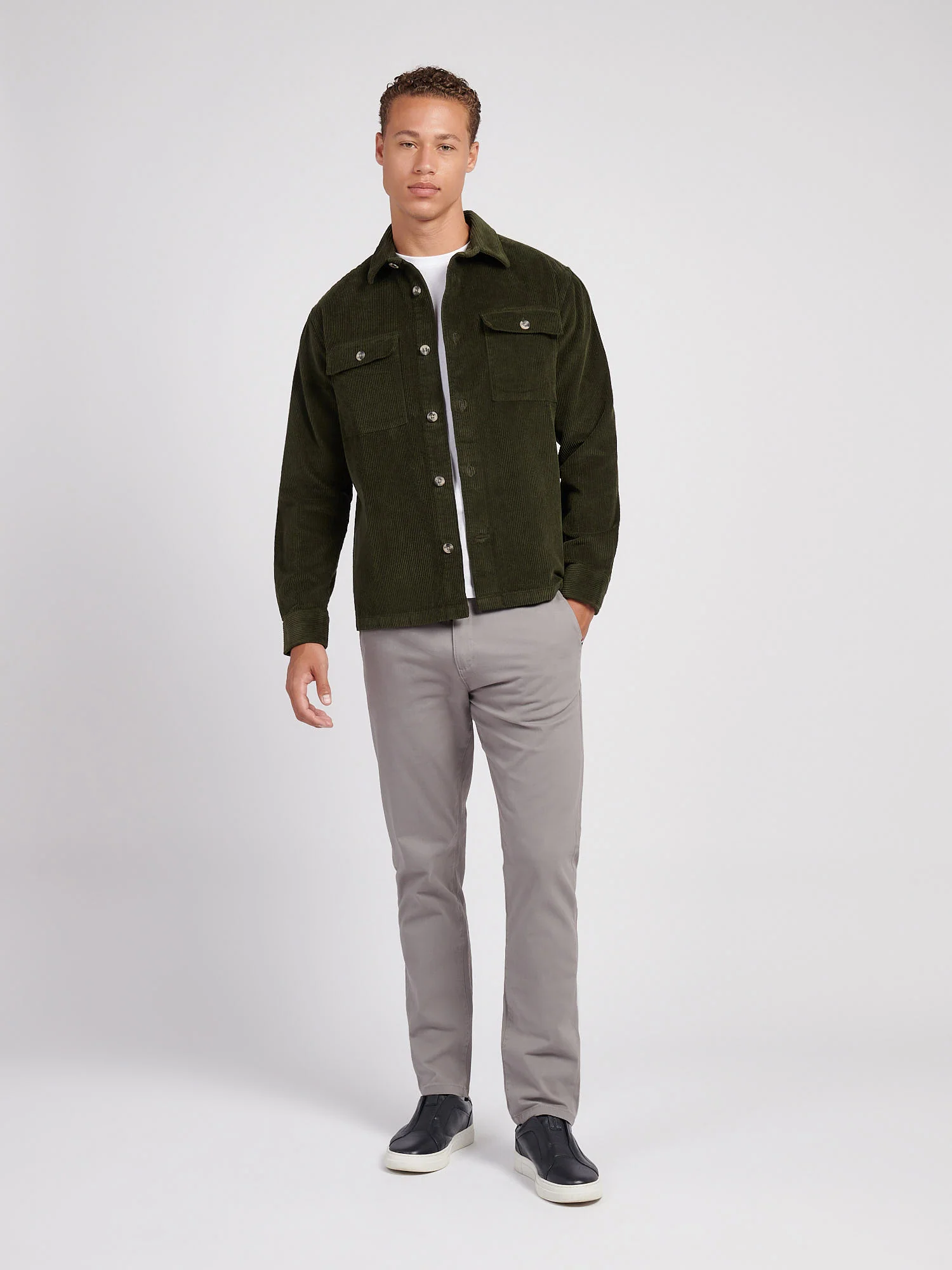 U.S. Polo Assn. Mens Textured Cord Overshirt Forest Night - Image 4