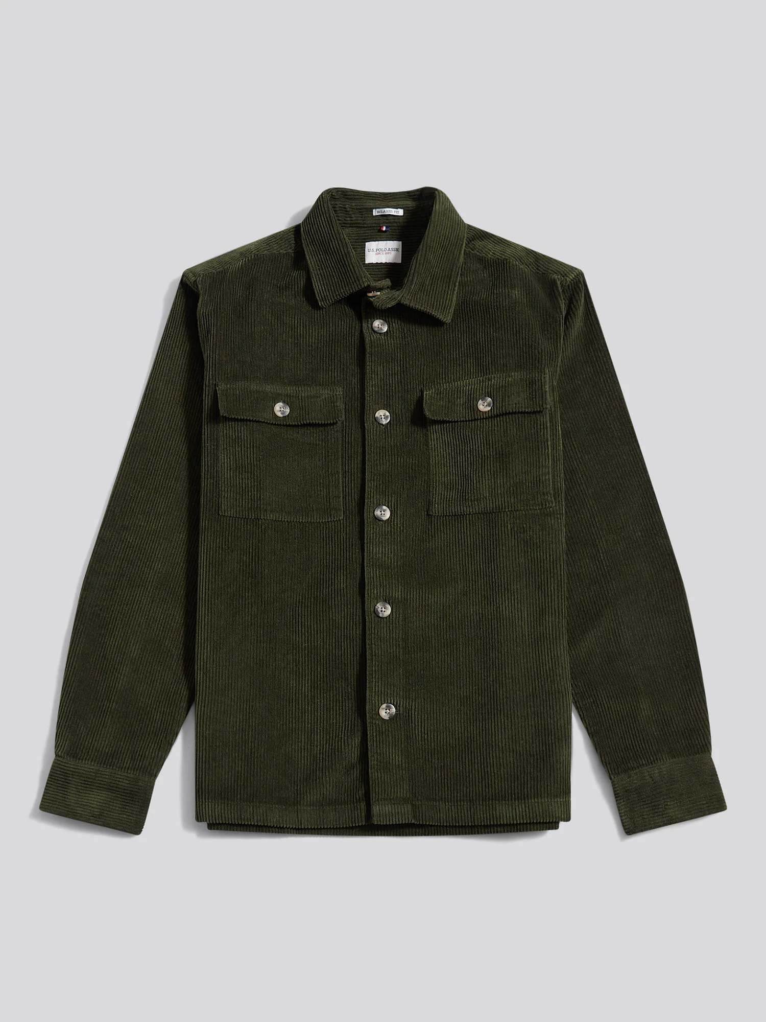 U.S. Polo Assn. Mens Textured Cord Overshirt Forest Night - Image 6