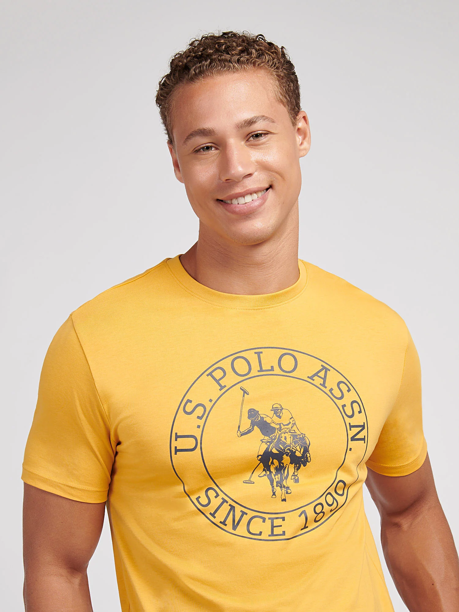 Mens Circle Print T-Shirt in Golden Apricot - Image 2