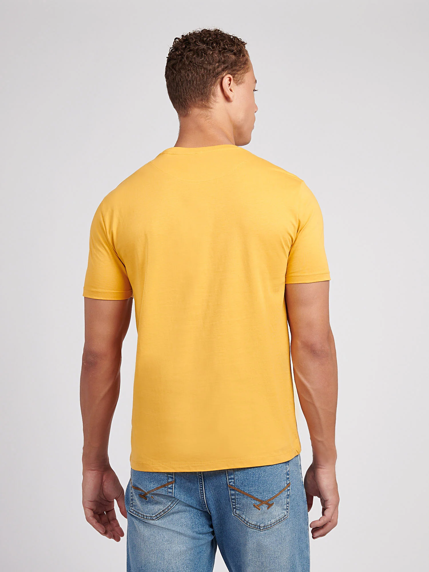 Mens Circle Print T-Shirt in Golden Apricot - Image 4