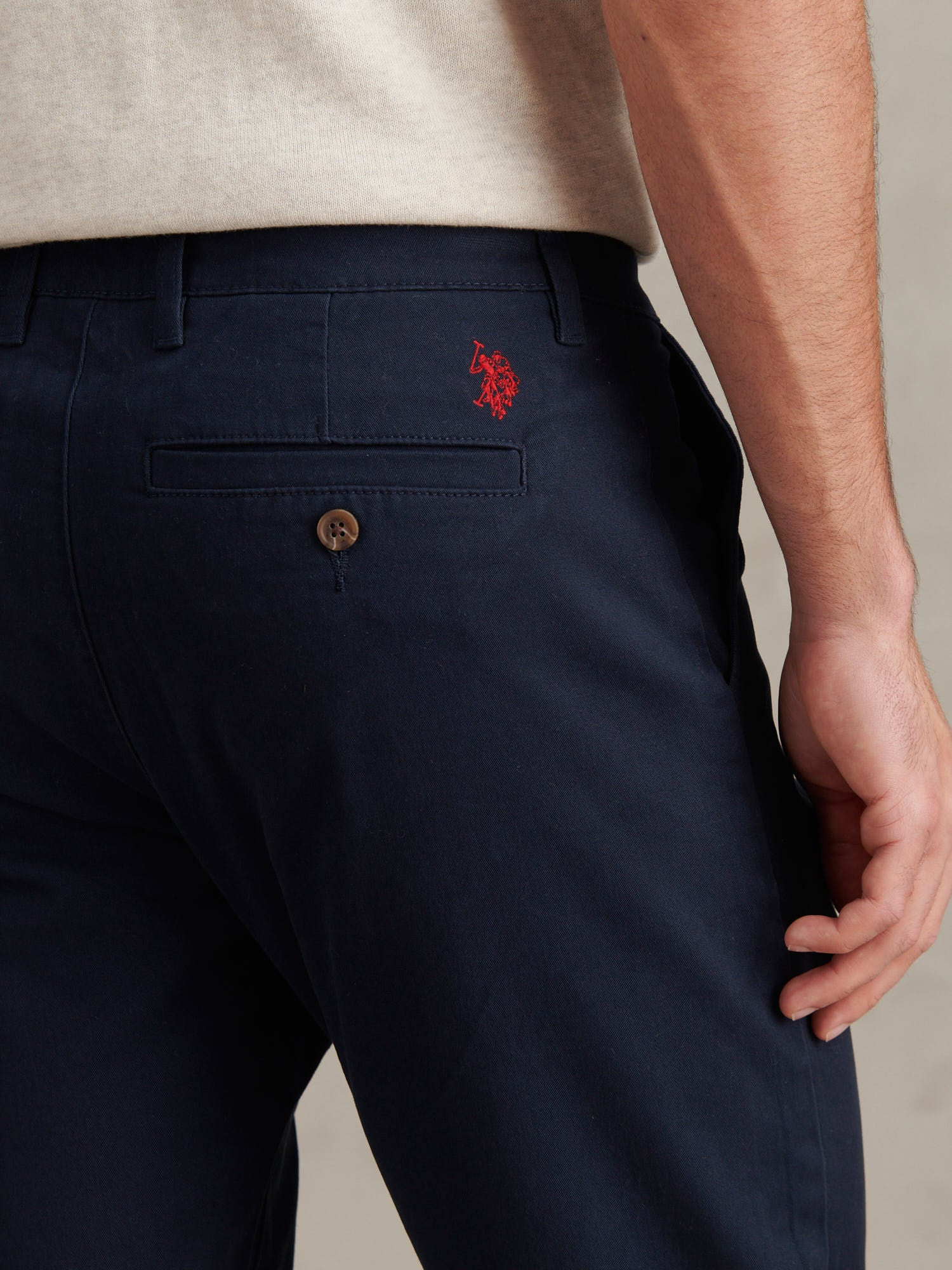 Mens Classic Chinos Dark Sapphire Navy / Haute Red DHM - Image 2