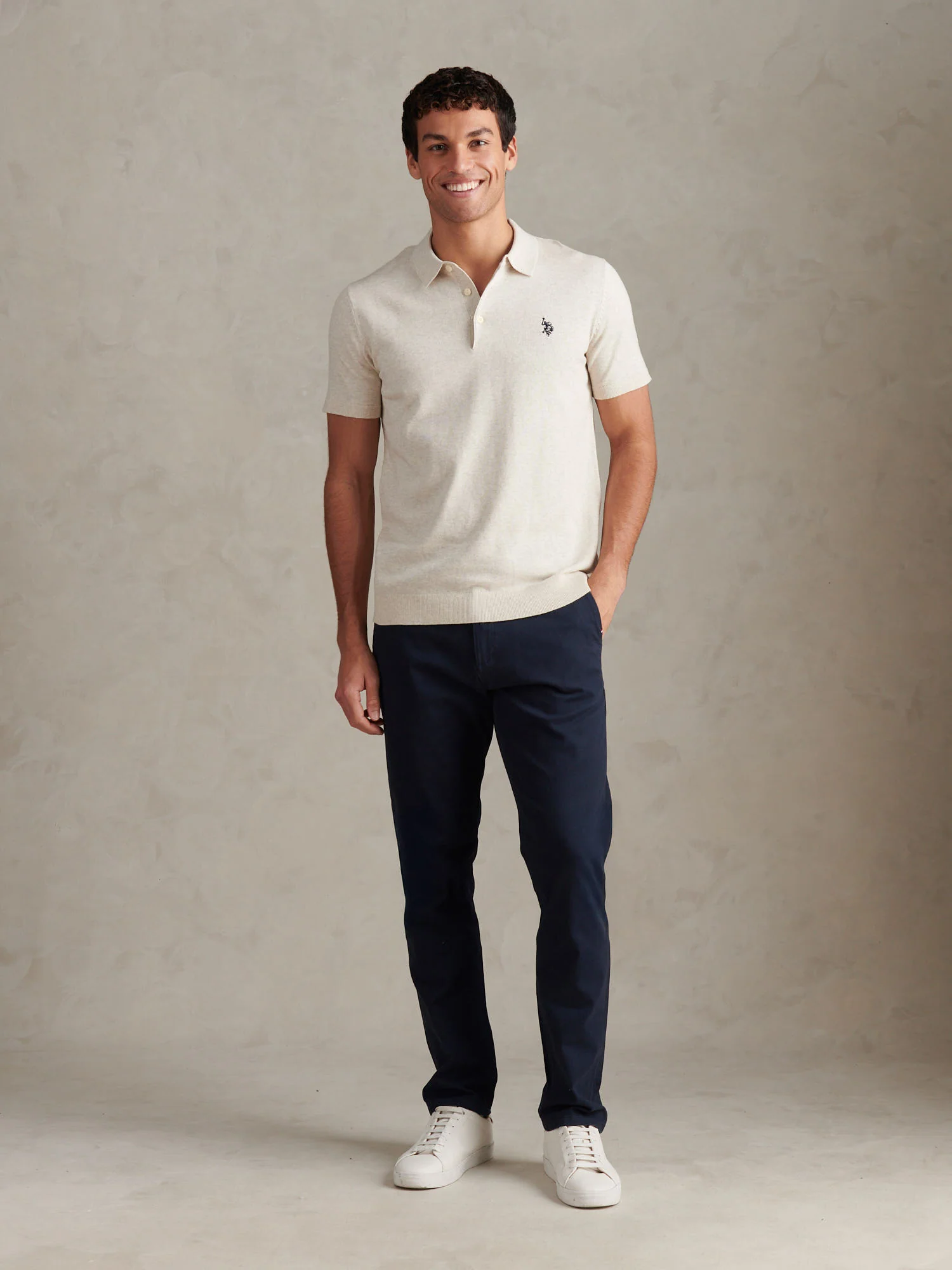 Mens Classic Chinos Dark Sapphire Navy / Haute Red DHM - Image 3