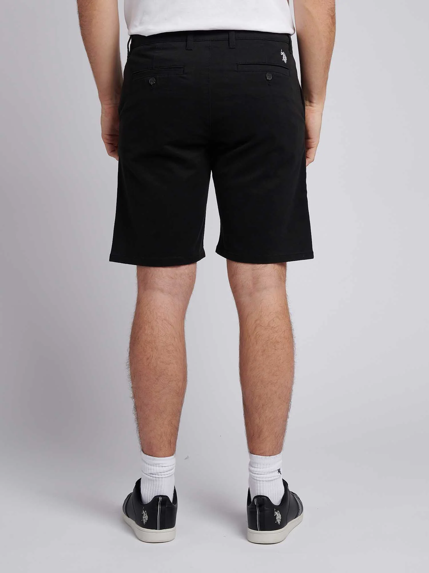 Mens Classic Chinos Shorts Black Bright White DHM - Image 3