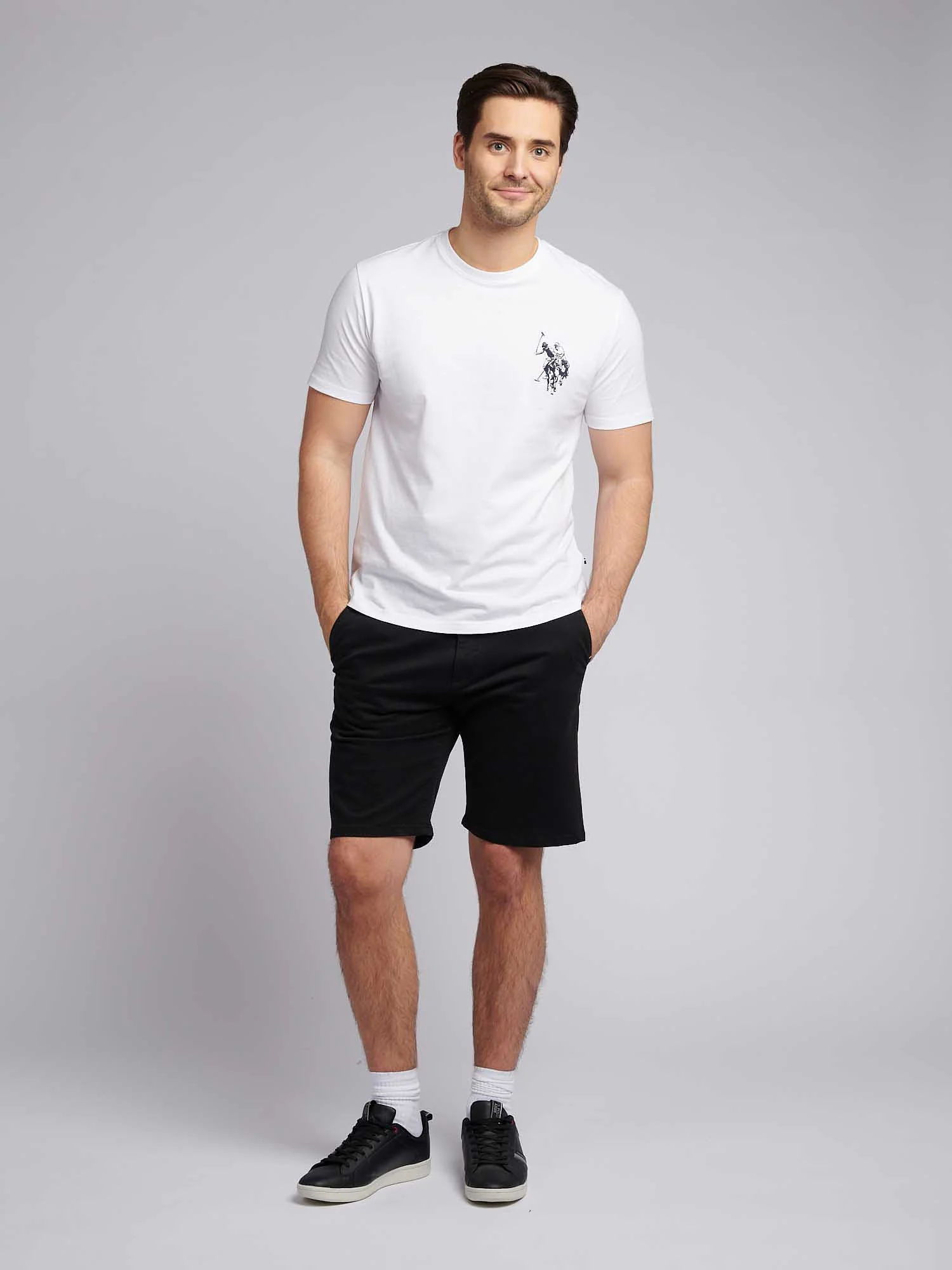 Mens Classic Chinos Shorts Black Bright White DHM - Image 4