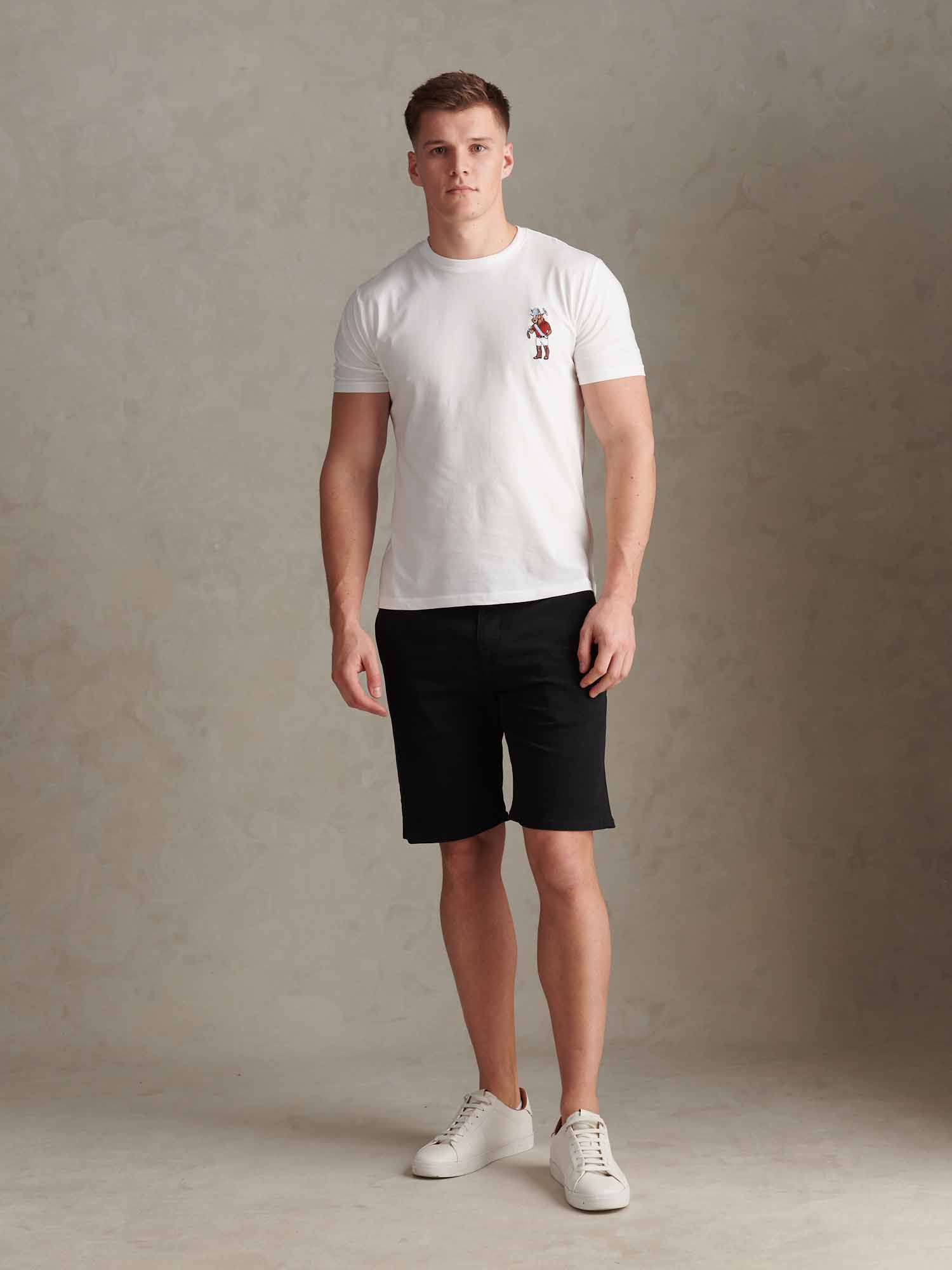Mens Classic Chinos Shorts Black Bright White DHM - Image 2