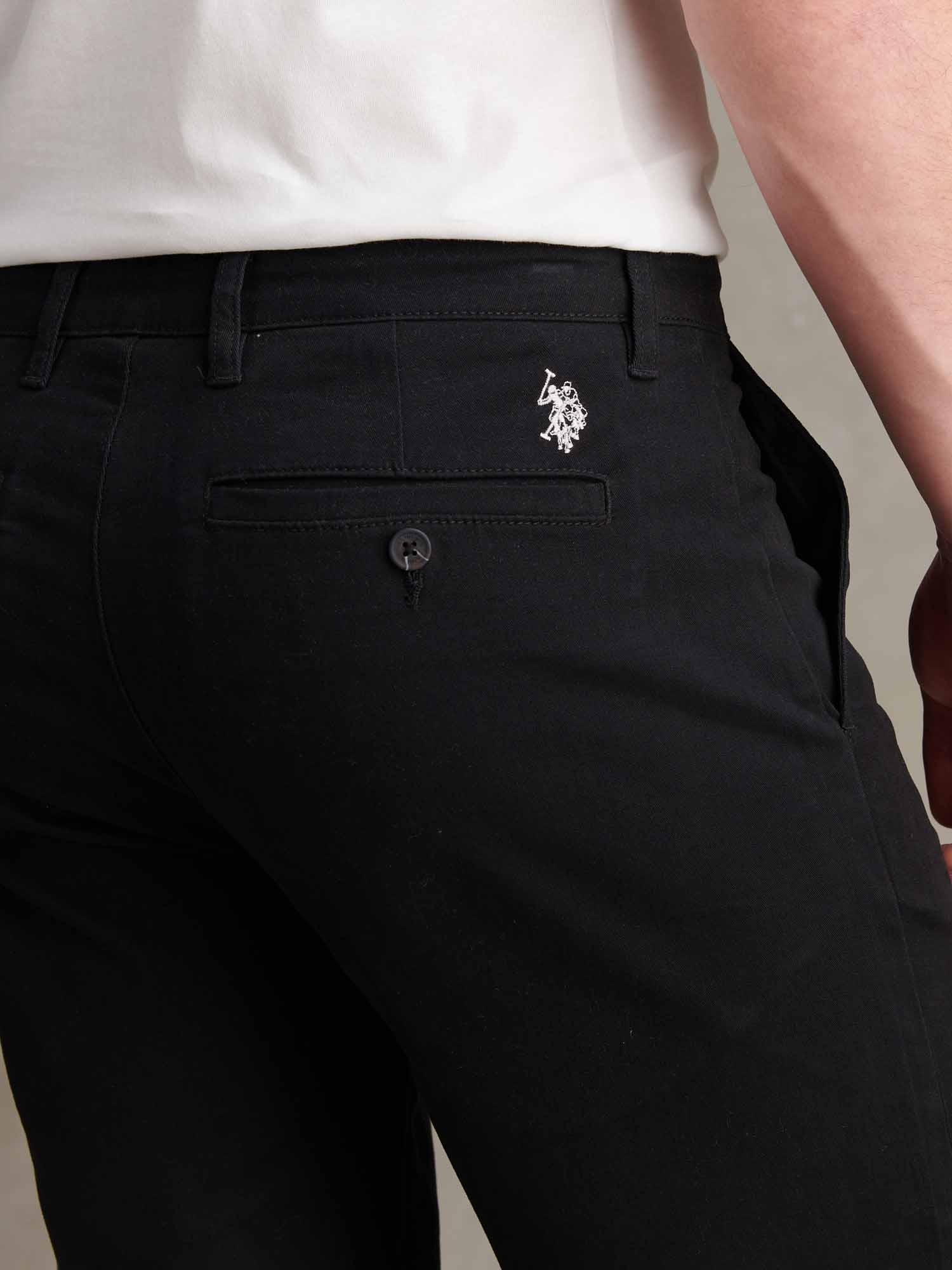 Mens Classic Chinos Shorts Black Bright White DHM - Image 3