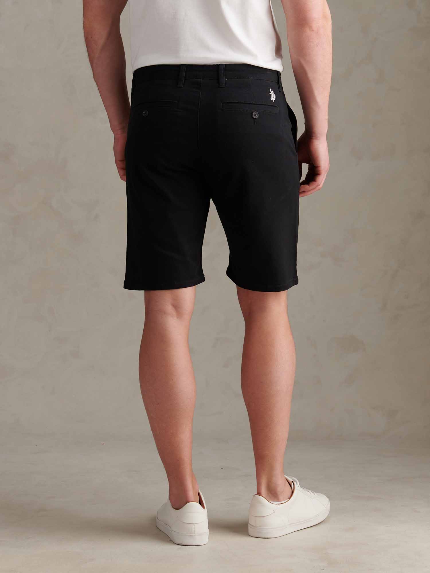 Mens Classic Chinos Shorts Black Bright White DHM - Image 4