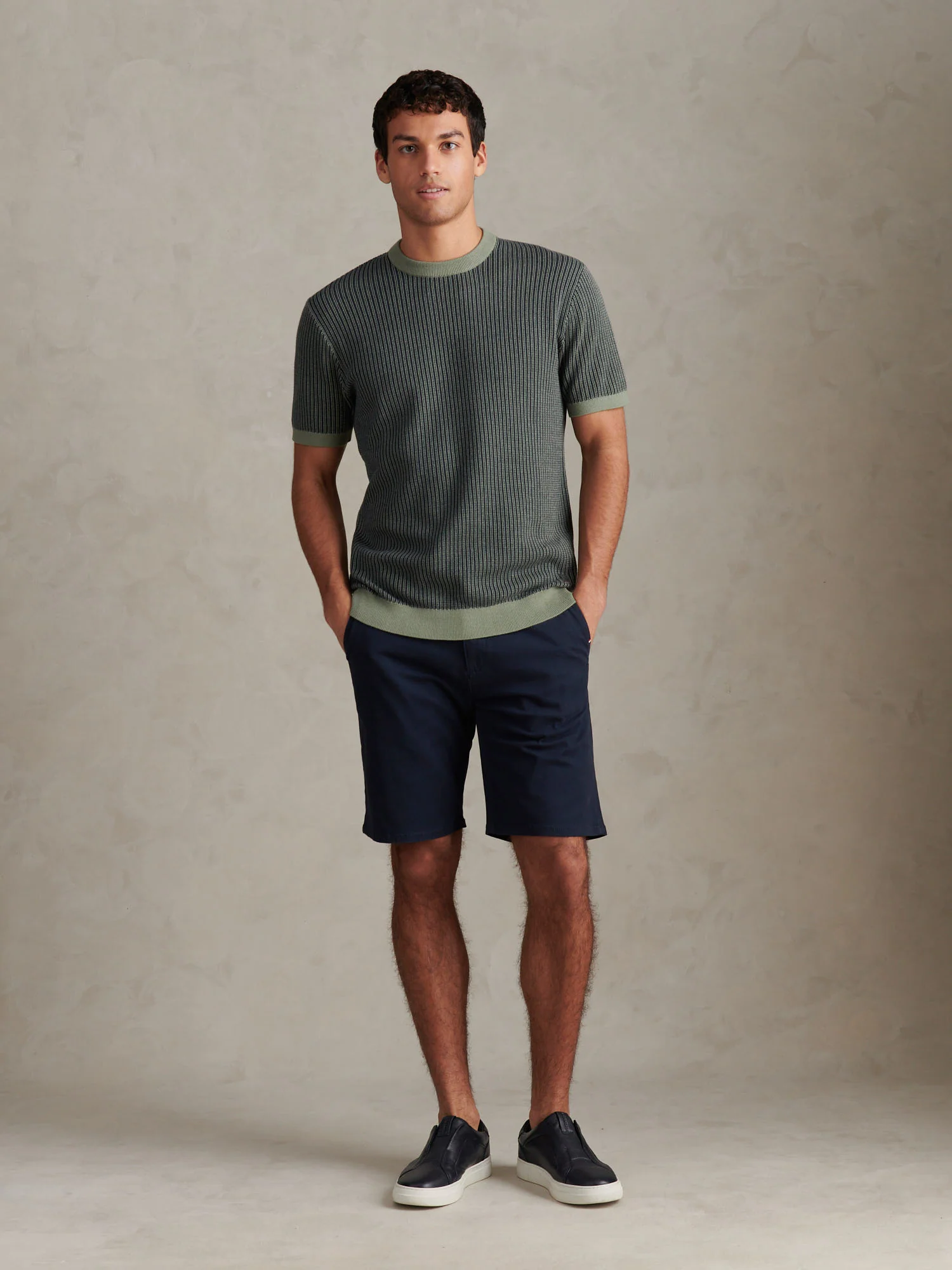 Mens Classic Chinos Shorts Dark Sapphire Navy / Haute Red DHM - Image 3