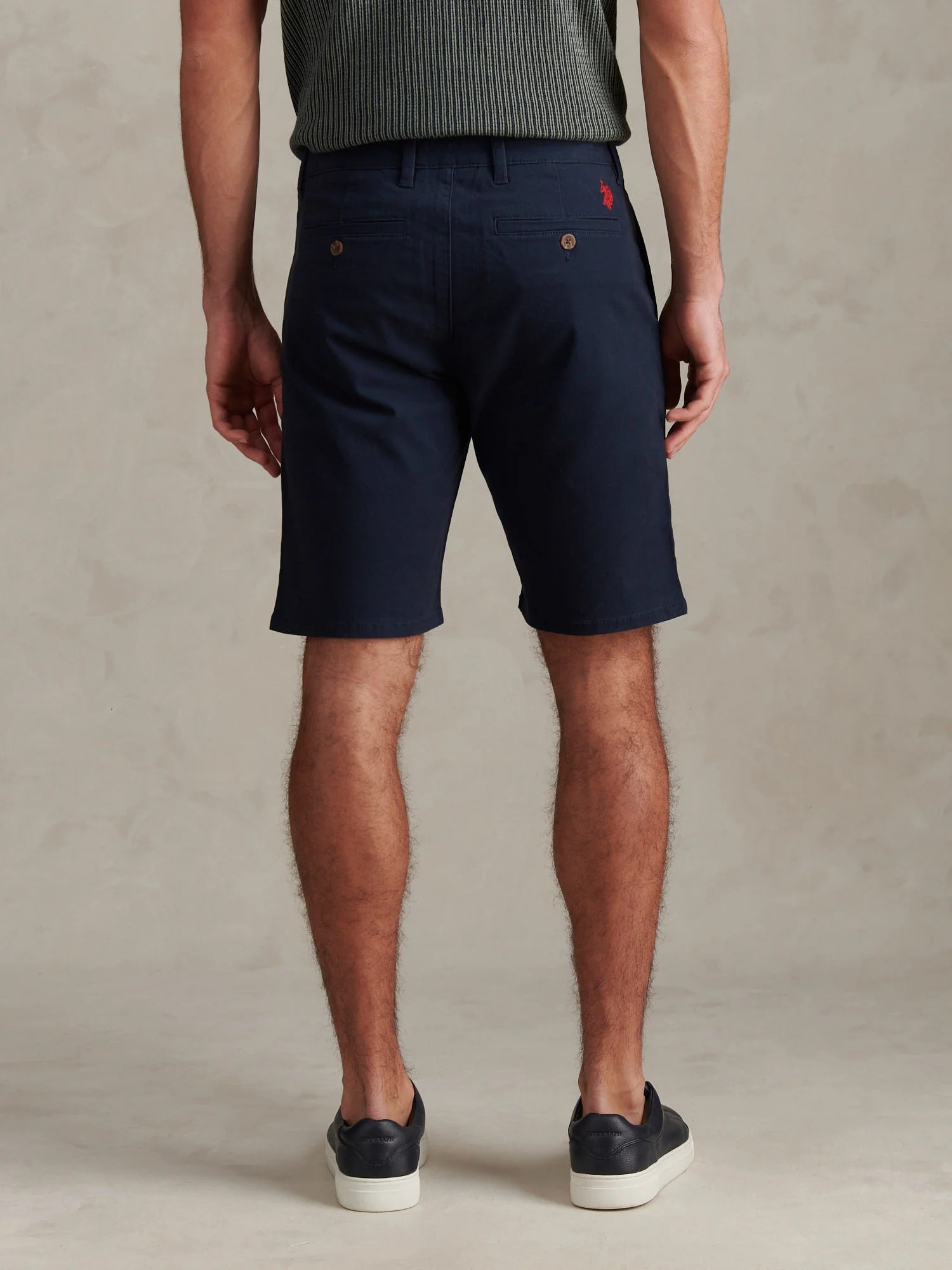 Mens Classic Chinos Shorts Dark Sapphire Navy / Haute Red DHM - Image 4