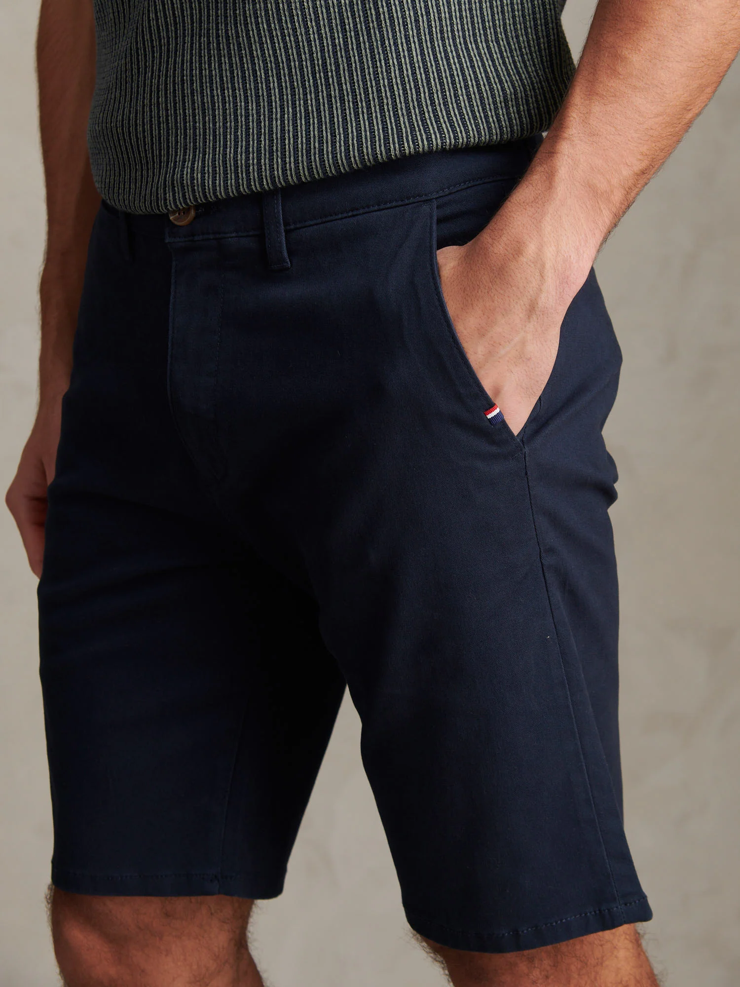 Mens Classic Chinos Shorts Dark Sapphire Navy / Haute Red DHM - Image 5