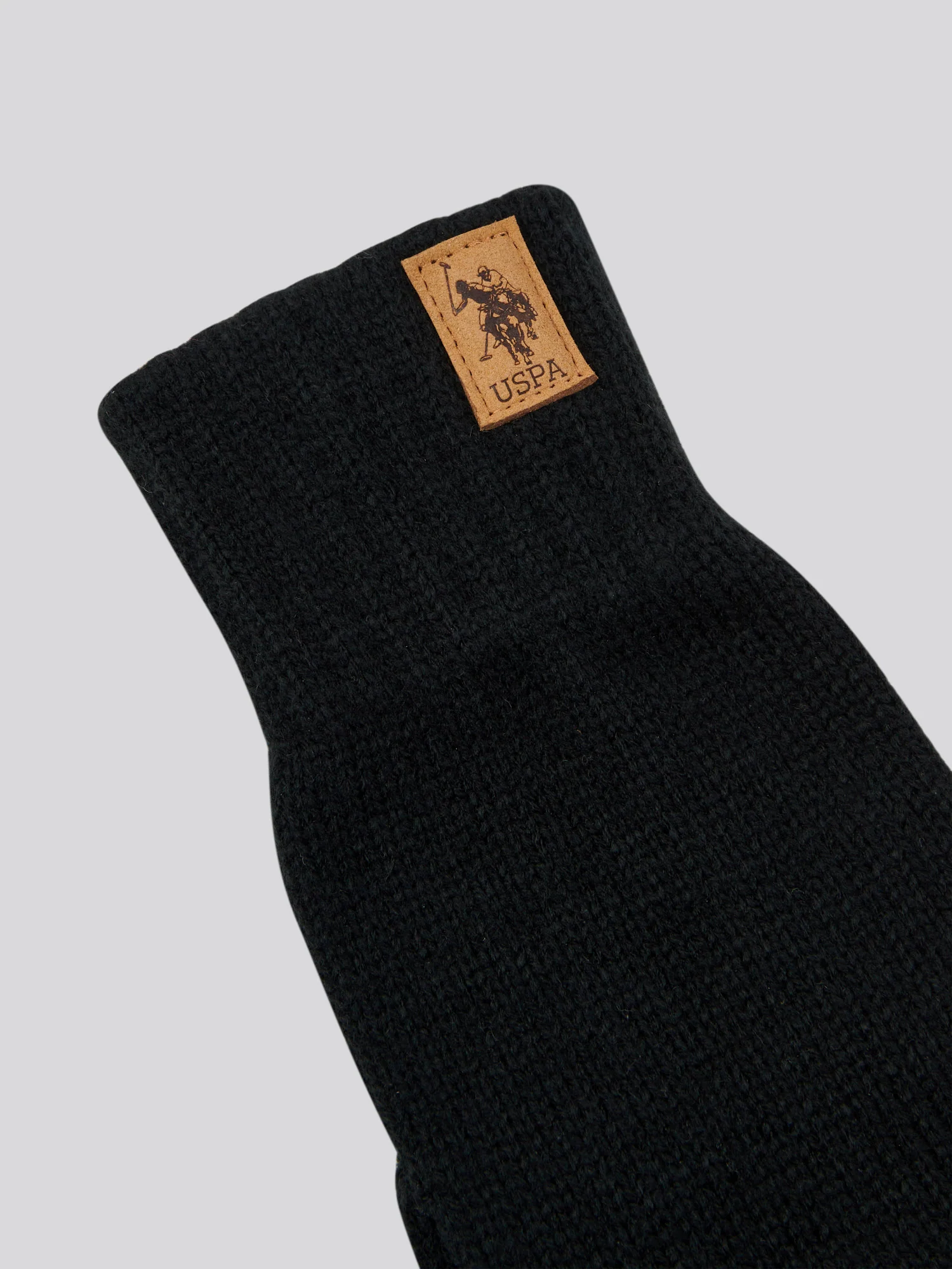 Mens Classic Knit Gloves in Black - Image 3