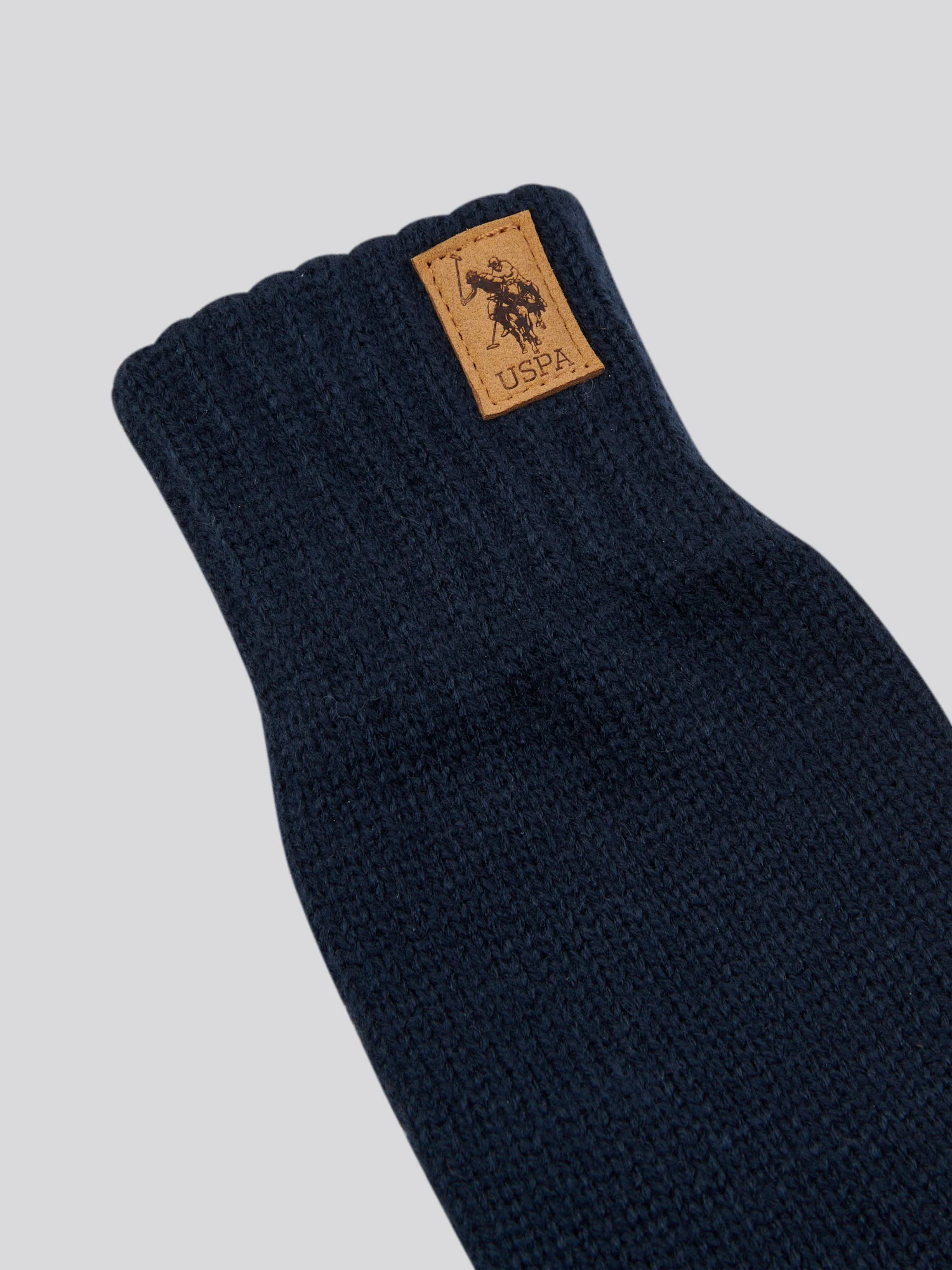 Mens Classic Knit Gloves in Dark Sapphire Navy - Image 3