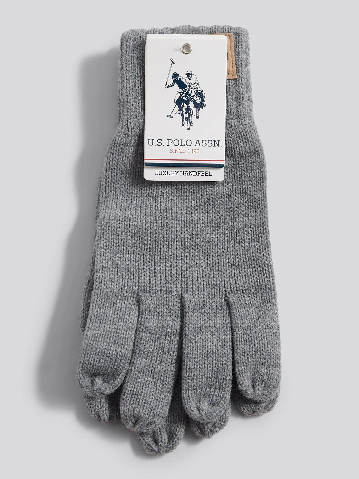 Mens Classic Knit Gloves in Mid Grey Marl - Image 3