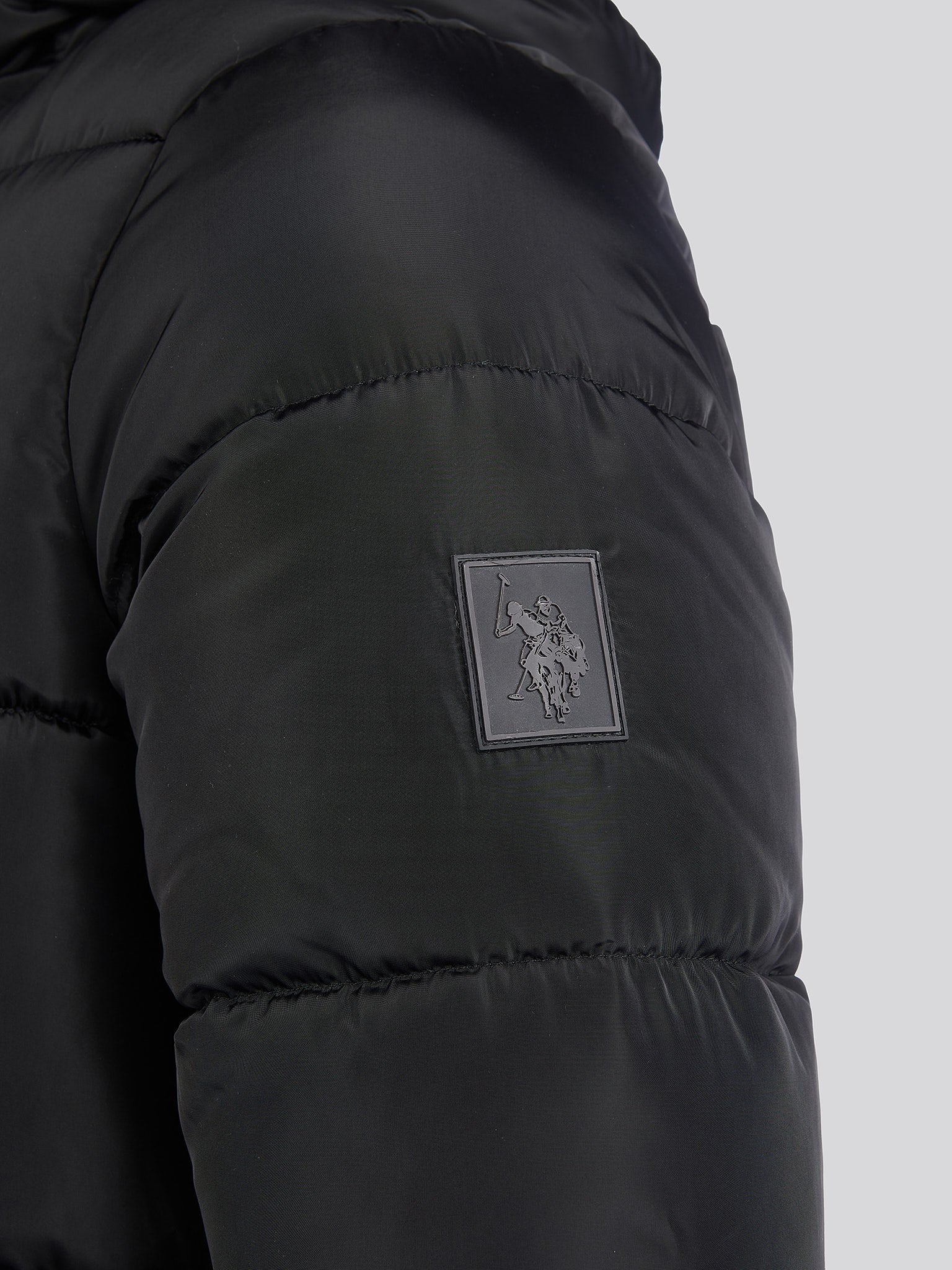 Mens Classic Longlined Puffer Jacket in Black - Image 11
