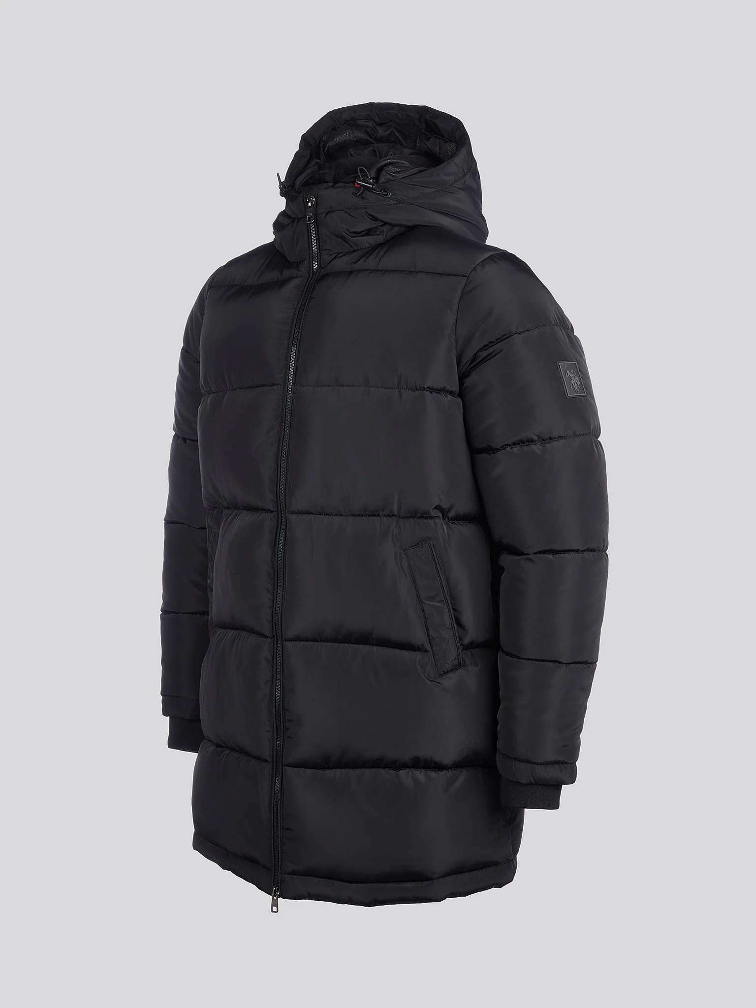 Mens Classic Longlined Puffer Jacket in Black - Image 7