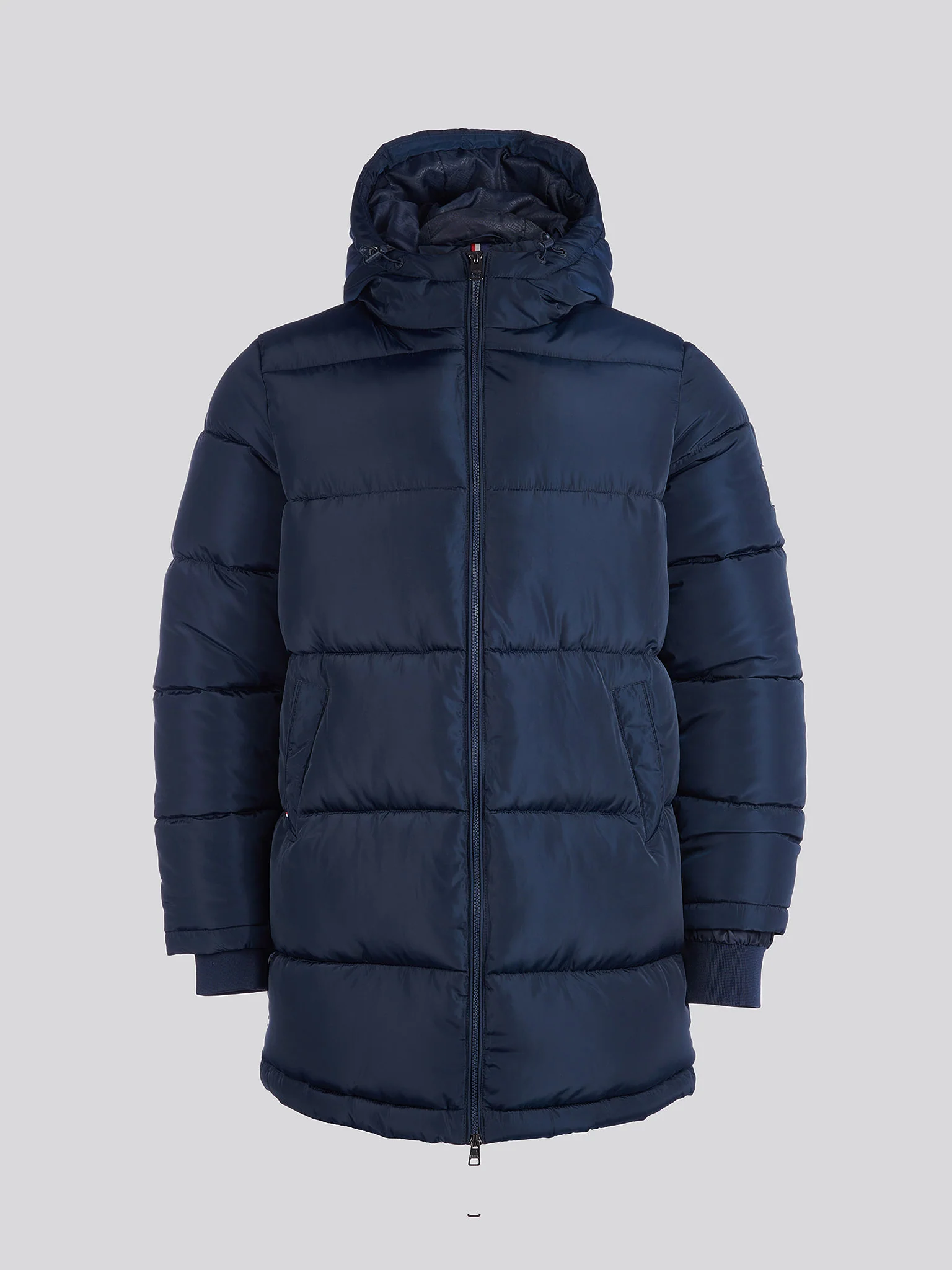 Mens Classic Longlined Puffer Jacket in Dark Sapphire Navy - Image 8