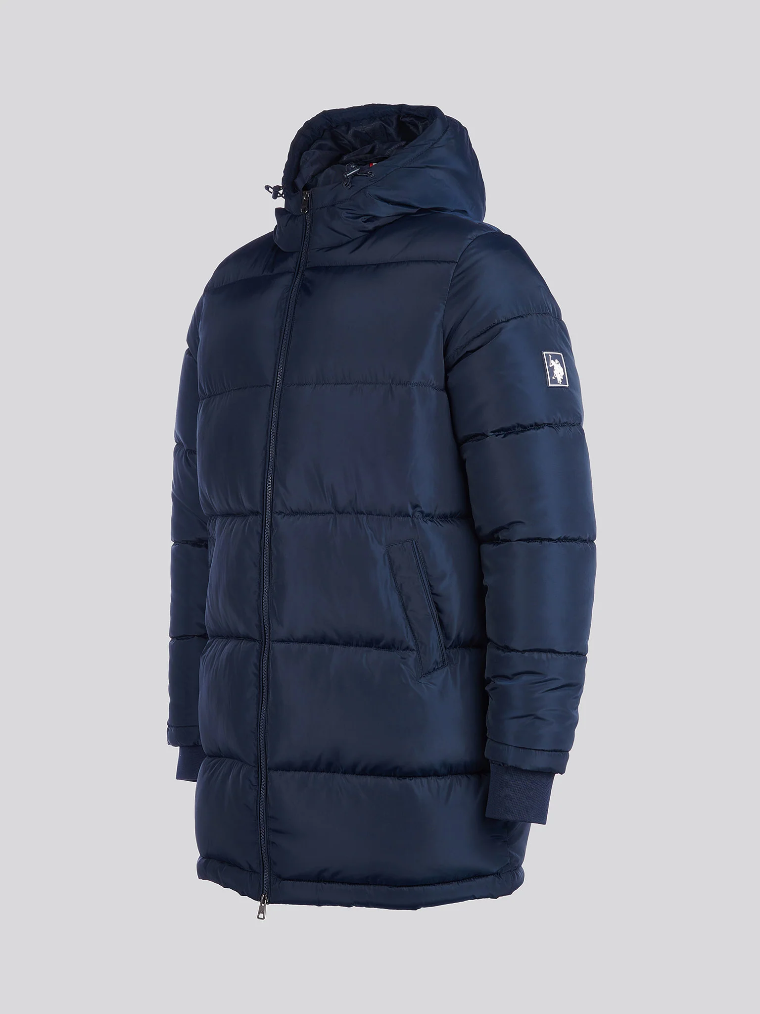 Mens Classic Longlined Puffer Jacket in Dark Sapphire Navy - Image 9