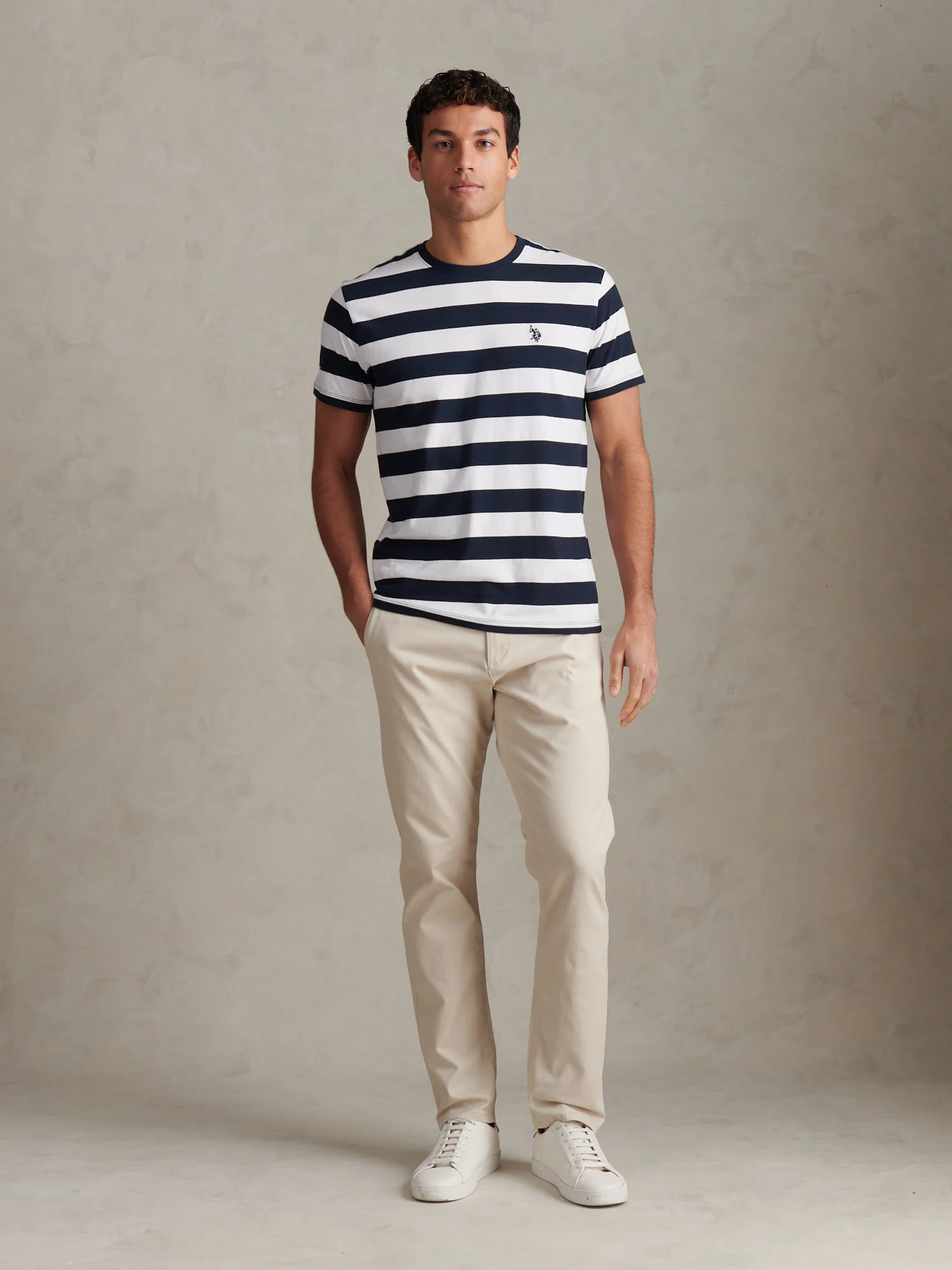 Mens Classic Stripe T-Shirt Dark Sapphire Navy - Image 3