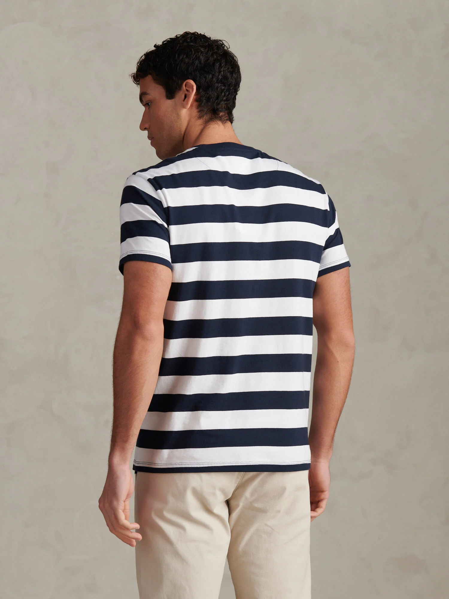 Mens Classic Stripe T-Shirt Dark Sapphire Navy - Image 4