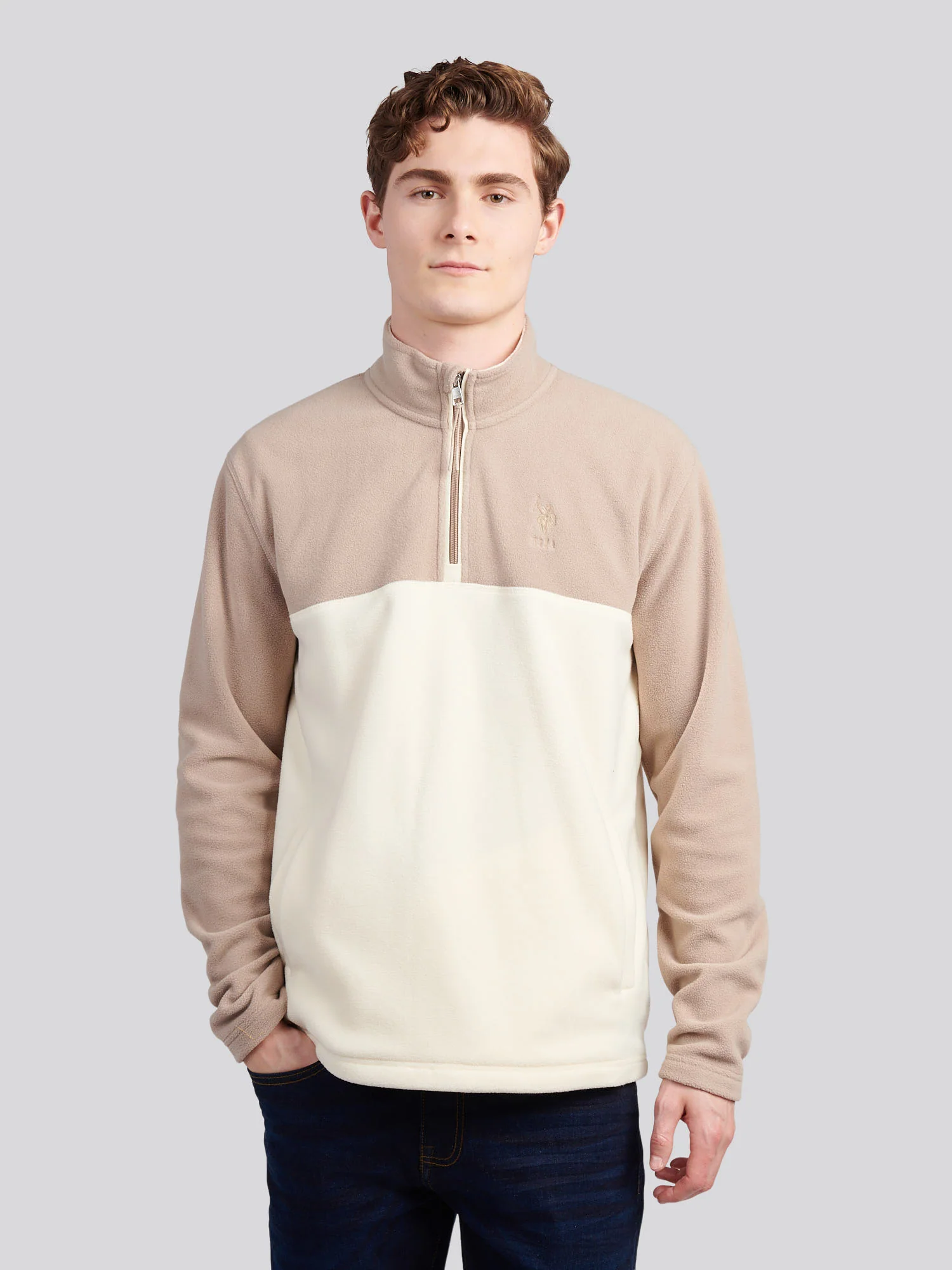 Mens Colour Block Micro Fleece Funnel in Atmosphere