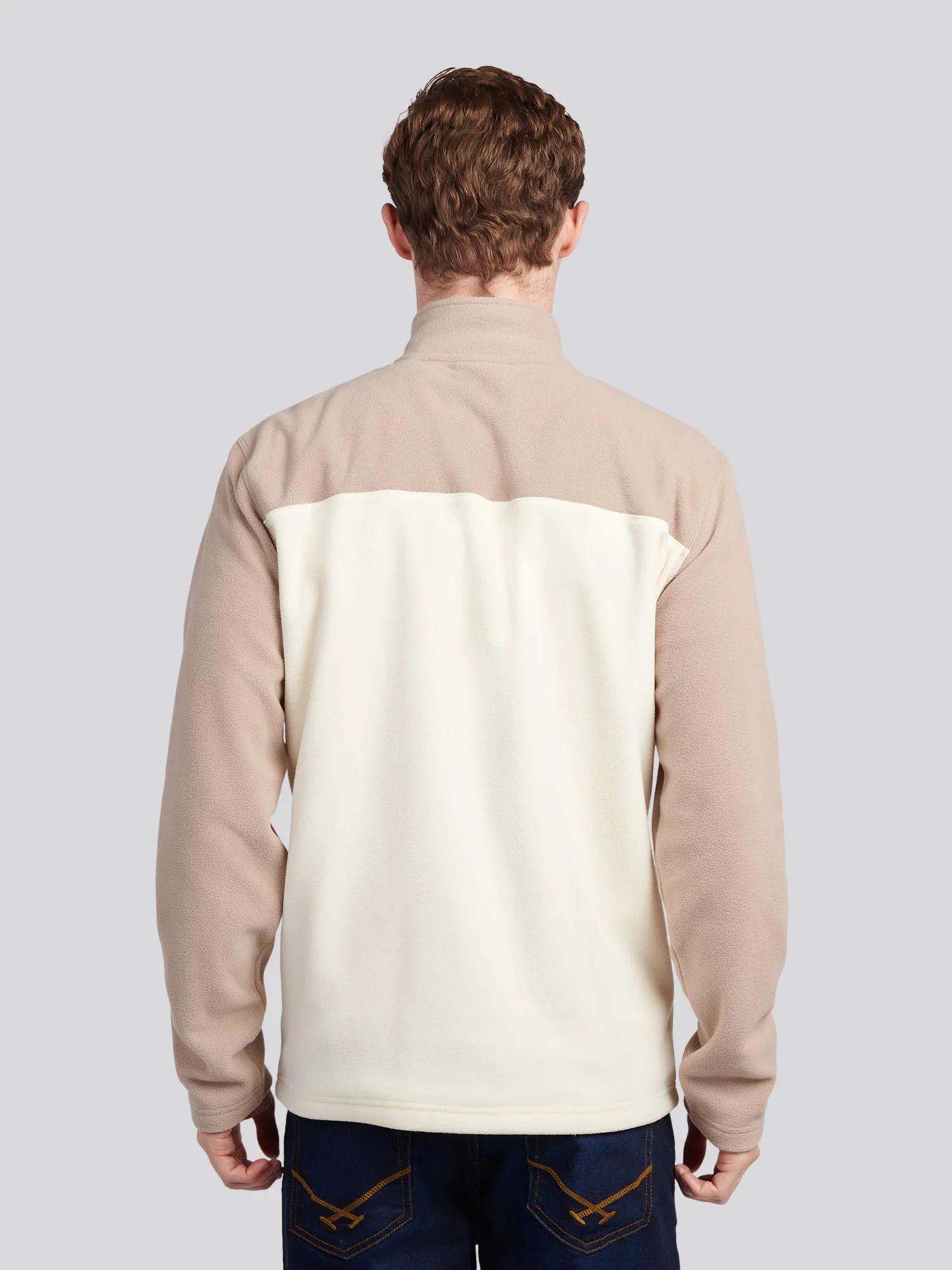 Mens Colour Block Micro Fleece Funnel in Atmosphere - Image 4